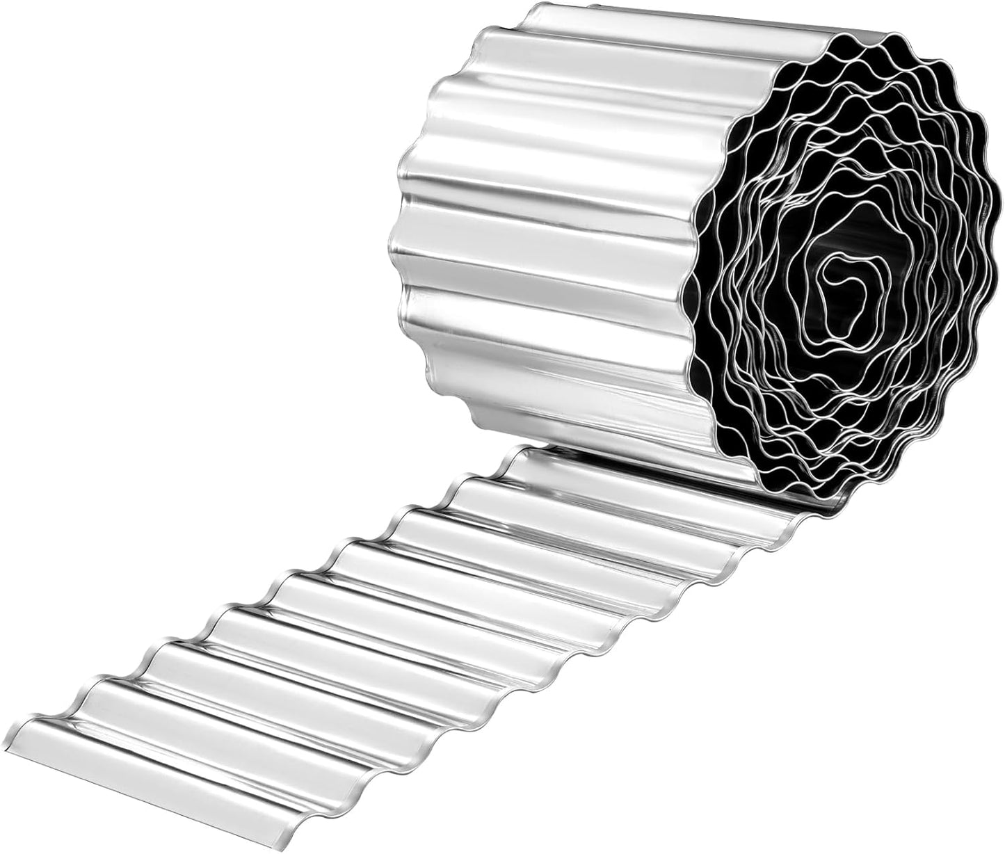 Corrugated Metal Garden Edging, 6"×40Ft Durable Metal Landscape Edging, Modern Corrugated Design for DIY Flower Beds and Landscaping Borders(Silver)