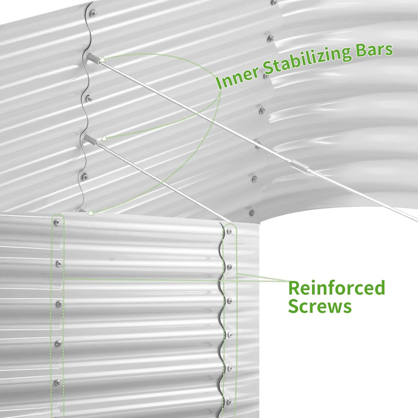 Land Guard 24“ Tall 4×2ft Galvanized Raised Garden Bed Kit, Galvanized Planter Garden Boxes Outdoor, Oval Large Metal Raised Garden Bed for Vegetables(Pearl White, 4×2×2ft)