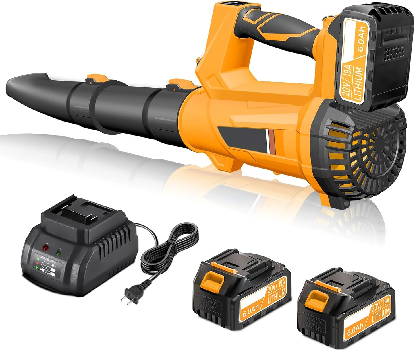 Cordless Leaf Blower – 6-Speed Settings. 540 CFM/170 MPH Powerful Electric Blower with 2x6.0 Ah Batteries & Fast Charger. Lightweight Leaf Blowers Great for Lawn Care, Yard Work and Garage Cleanup