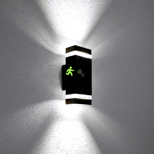 Motion Sensor Outdoor Wall Lights, Dusk to Dawn Exterior Light Fixtures with 3 Modes, Modern Up Down Wall Sconce, Waterproof Aluminum Porch Light for Garage, Patio, Front Door – Matte Black