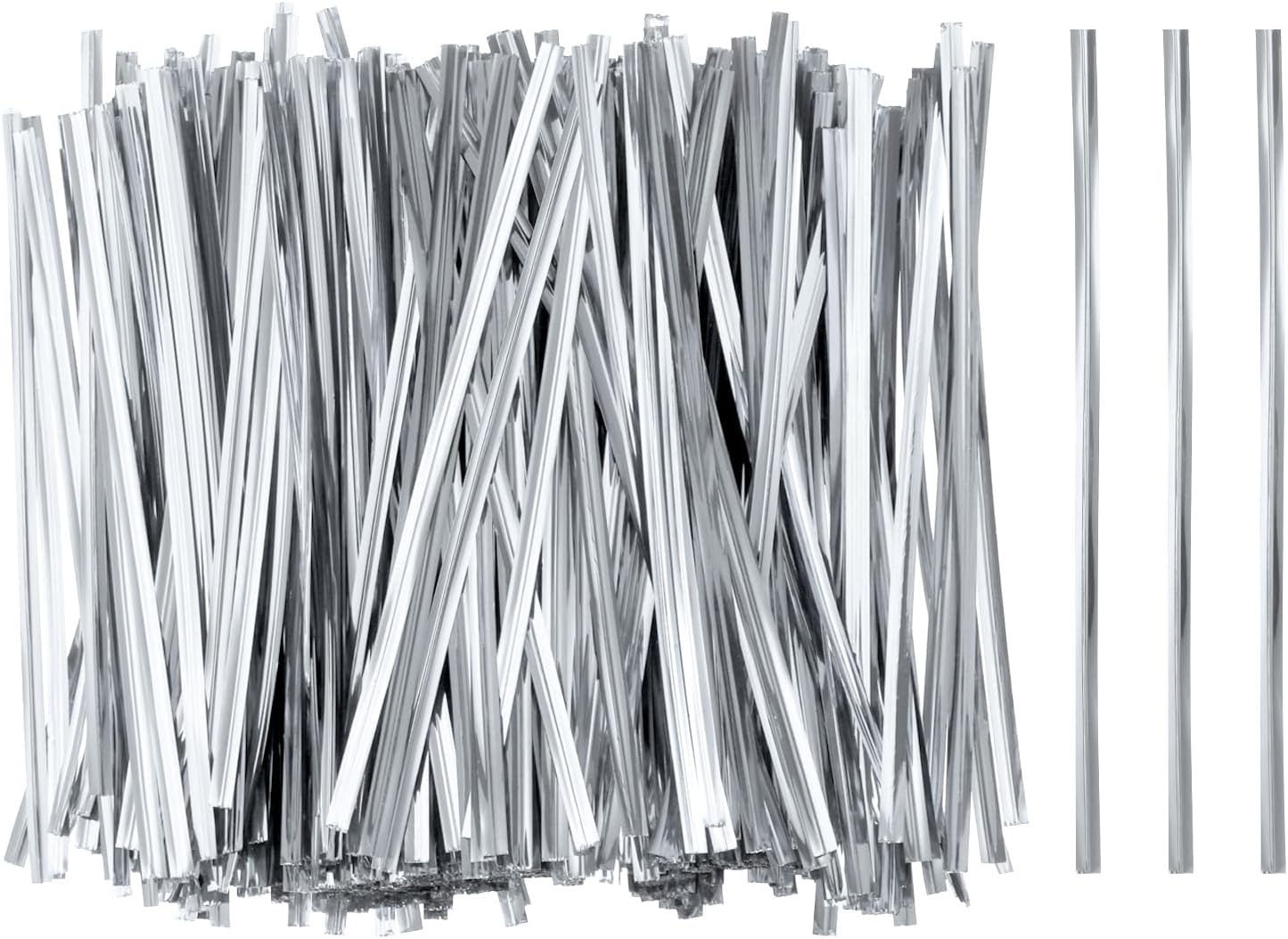 HARFINGTON 800pcs Bag Twist Ties 4.7" Reusable Plastic Metallic Twist Ties Wire Cable Ties for Party Bread Candy Cake, Silver