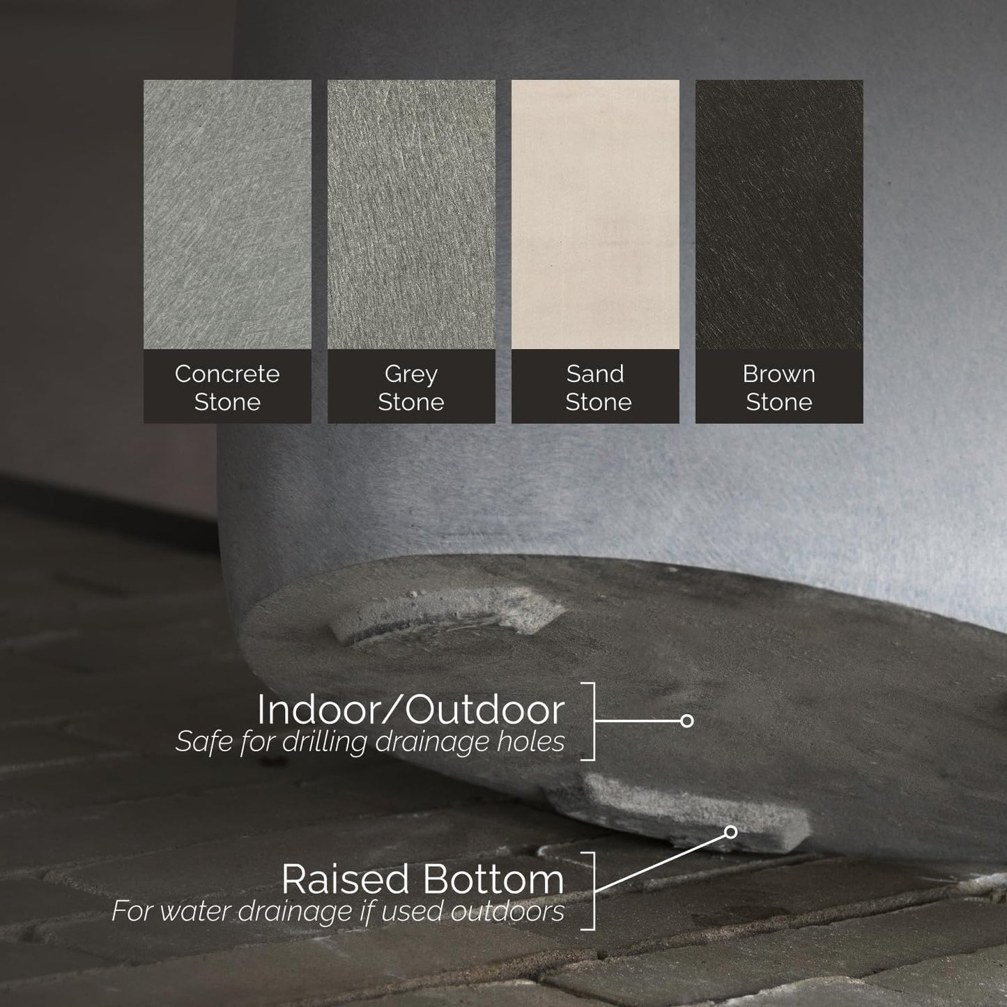 Reglito Cube Planter – Fiberglass Indoor/Outdoor and Weather-Resistant Large Planter (Grey Stone, 19.7" L x 19.7" W x 20.3" H)