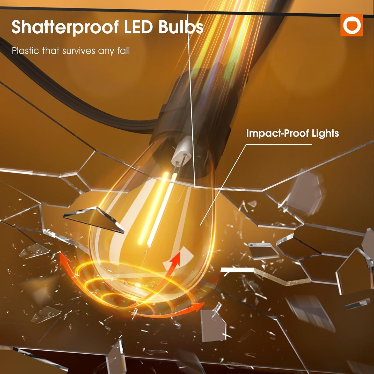 addlon 25FT LED Outdoor String Lights with Edison Shatterproof Bulbs, Heavy-Duty and Weatherproof Strand, Commercial Grade Patio Lights, Decorative for Garden or Patio, Black