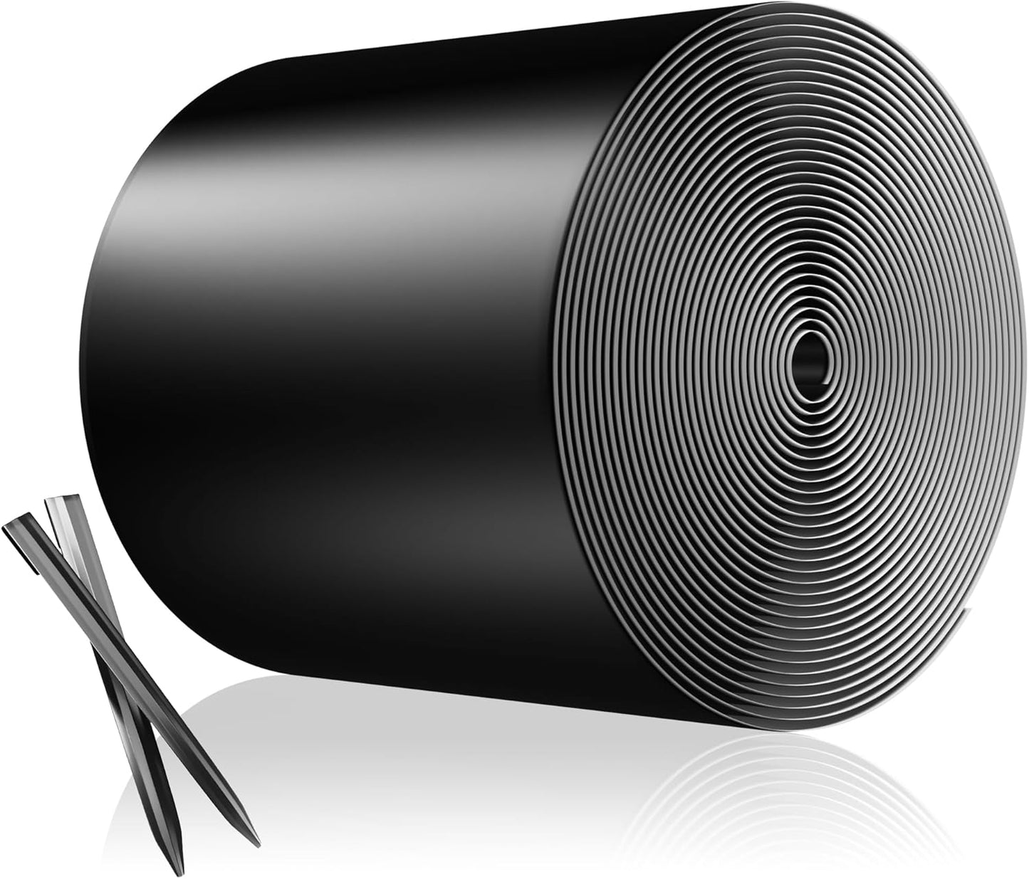 Metal Garden Landscape Edging with 16Pcs Stakes, 10" x 50Ft Galvanized Steel Lawn Edgings Roll Flexible Coil Border for Landcaping,Flower Bed,Black