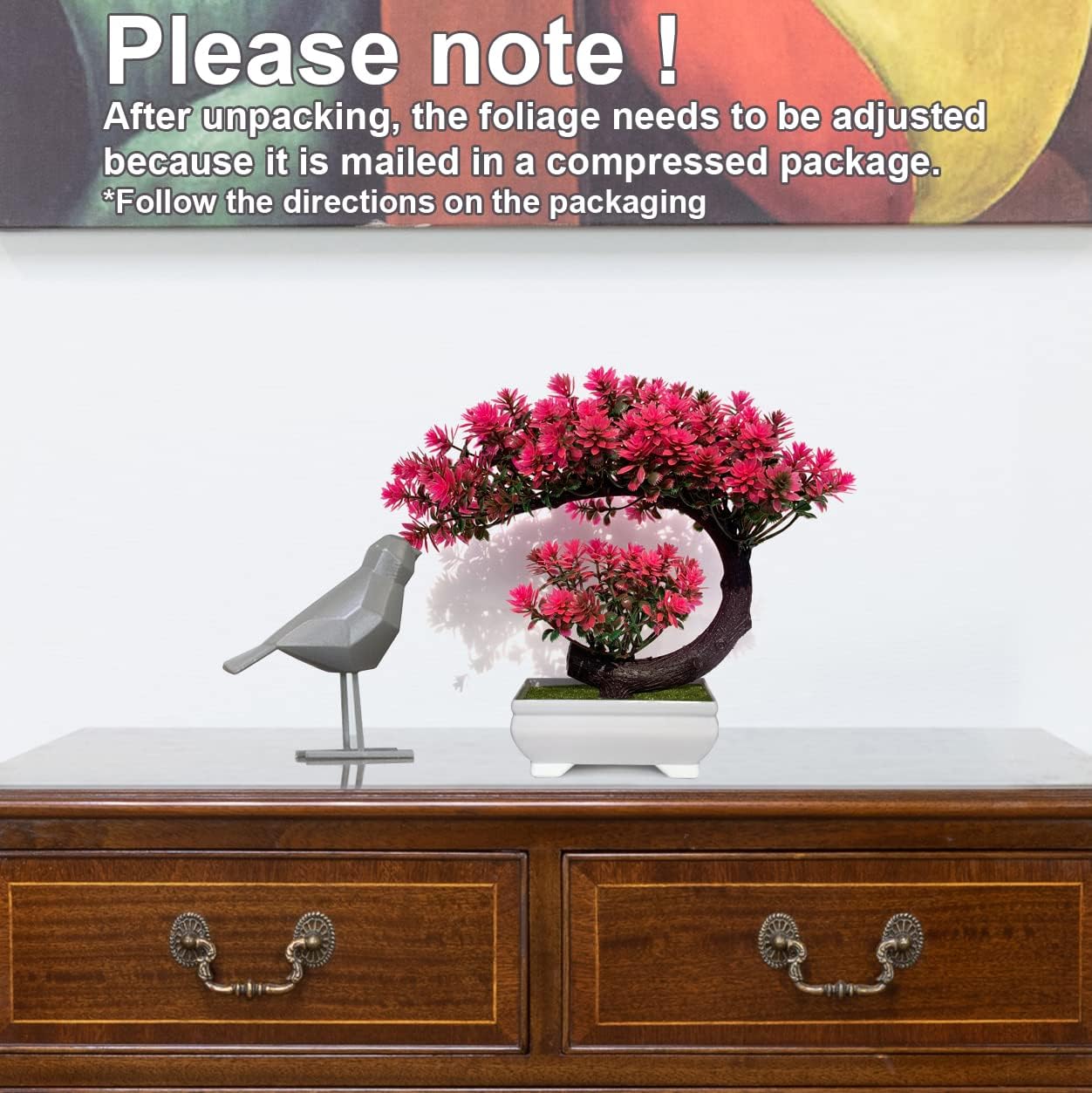 Small Artificial Plants Greenery Desktop Bonsai - Magenta Fake Plants for Home Decor Indoor Bookshelf Office Desk Bathroom Room Decor, Tall 8.5"