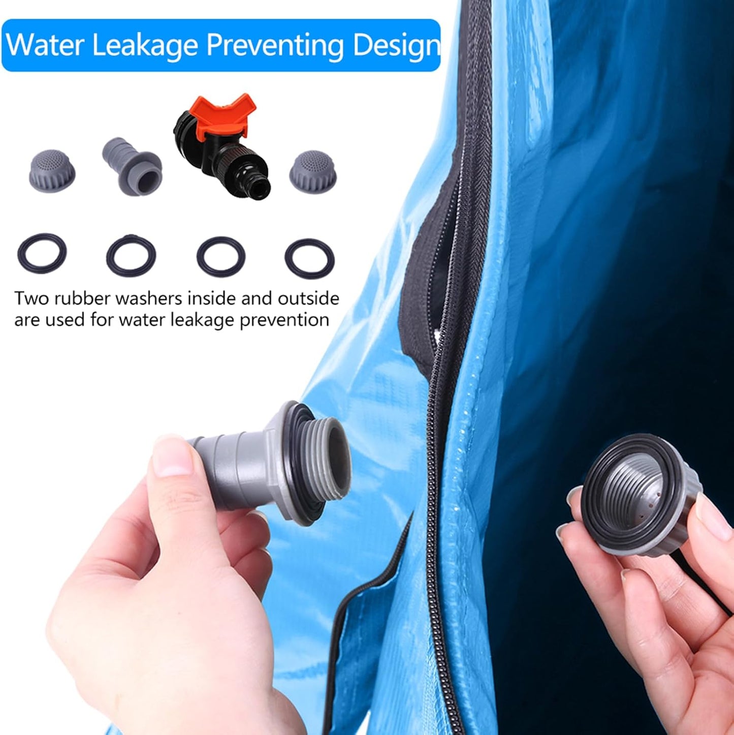 100 Gallon Collapsible Rain Barrel, Portable Rainwater Collection System, Water Storage Tank, Rain Catcher Barrel with Spigots and Overflow Kit, Rain Water Barrel Collector for Garden, Blue