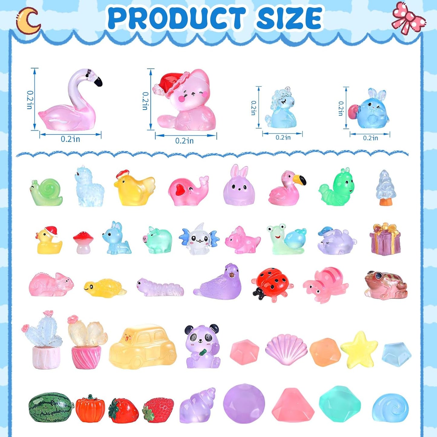 130pcs Luminous Mini Resin Animals Figures to Hide Miniature Figurines Glow in The Dark for Miniature Fairy Garden Accessories Micro Landscape Aquarium Ornaments Kit Dollhouse Decor Crafts