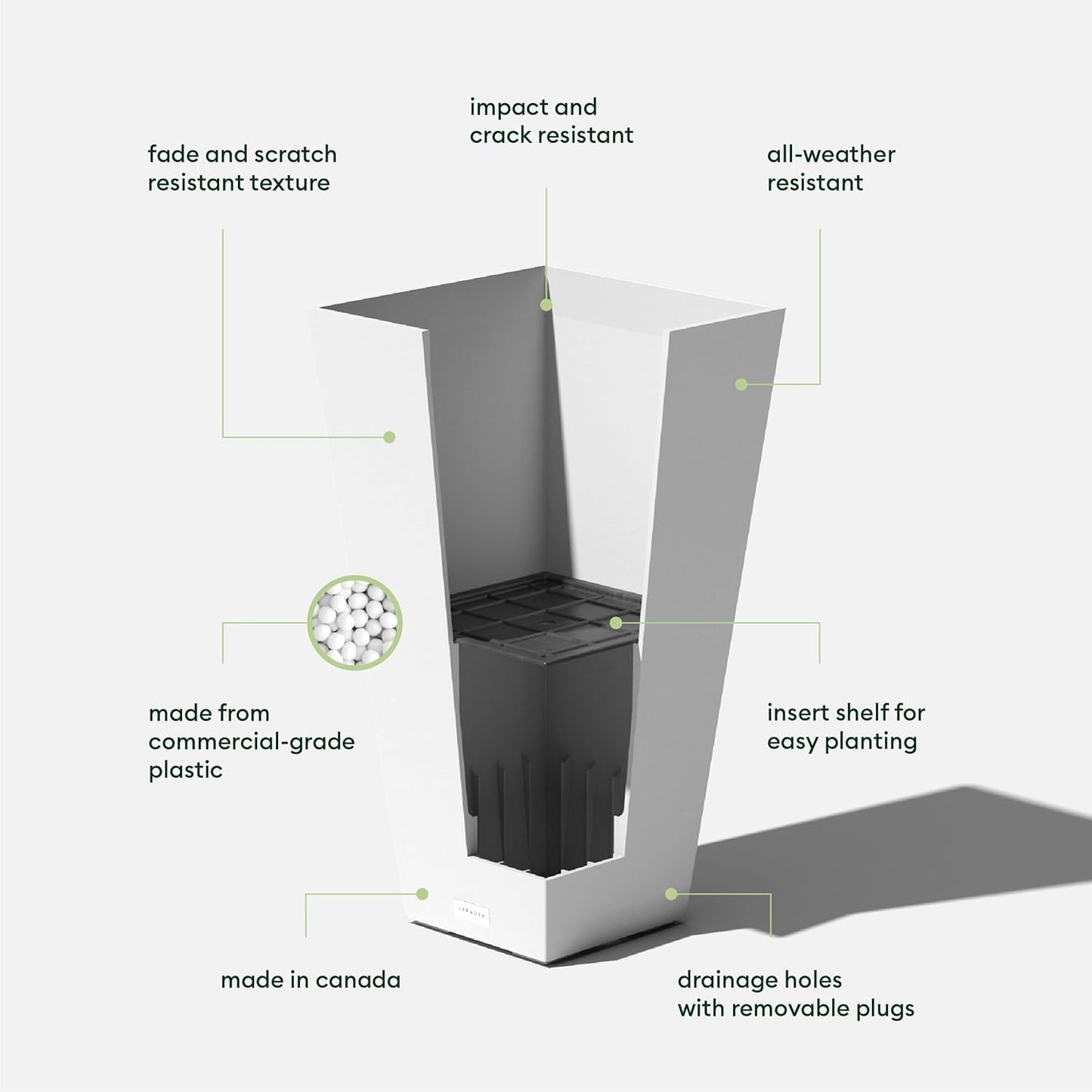 Veradek V-Resin Indoor/Outdoor Taper Planter (26 inch, White)