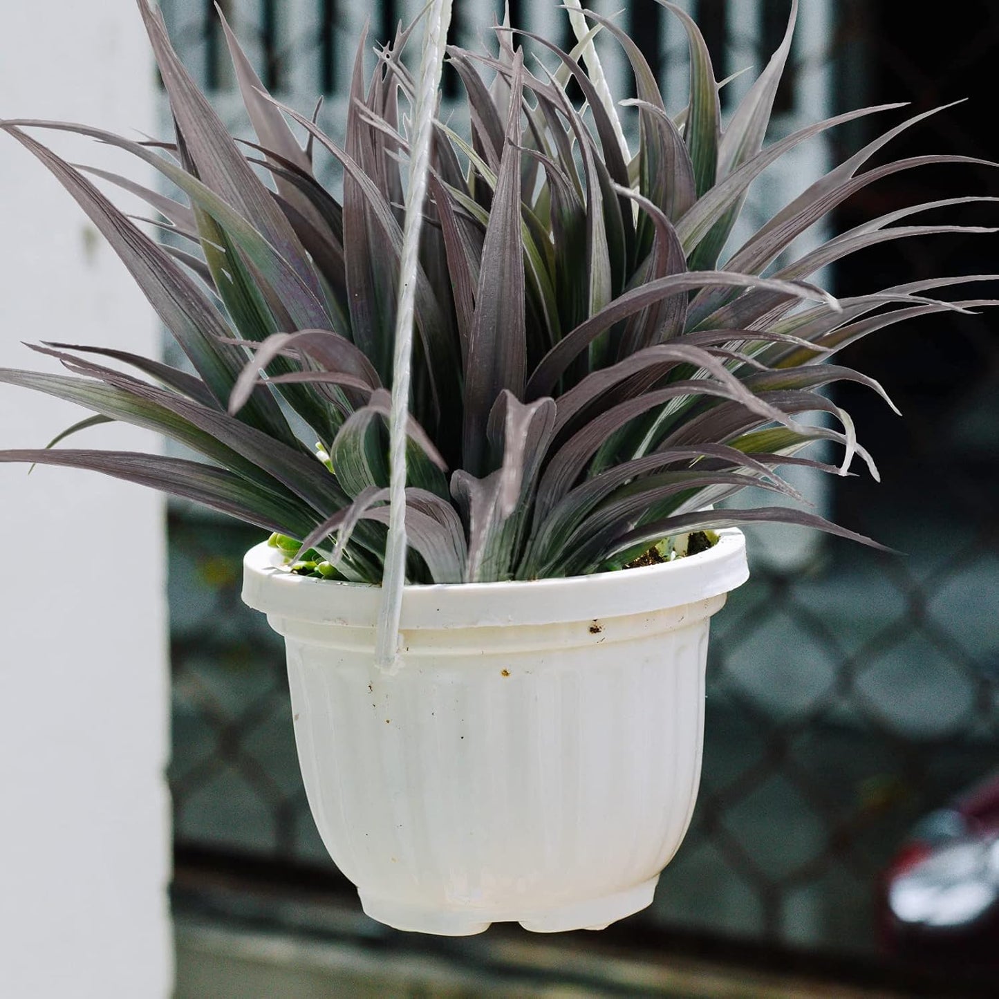 16Pcs Artificial Grass Fake Plants 17.3in Outdoor Plants UV Resistant Faux Greenery Stems Fake Grass for Home Window Garden Office Patio Pathway Front Porch Décor Green & Black