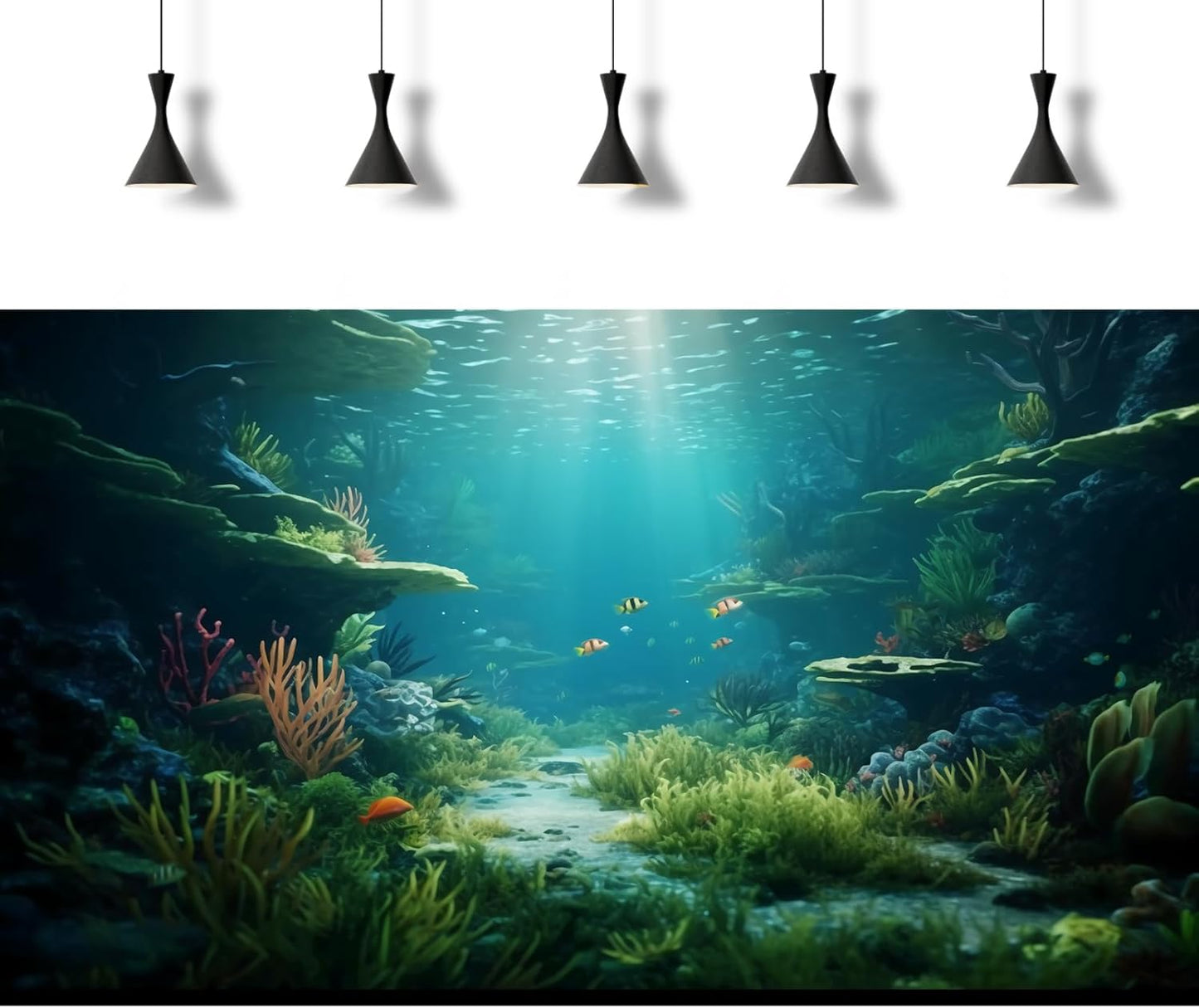 Ocean Floor Fish Tank Background Under The Sea Coral Reef Aquarium Background Underwater Aquatic Plants Corals Rock Cave Terrarium Backgrounds Tropical Fish Ocean Aquarium Backgrounds Decors 36x24in