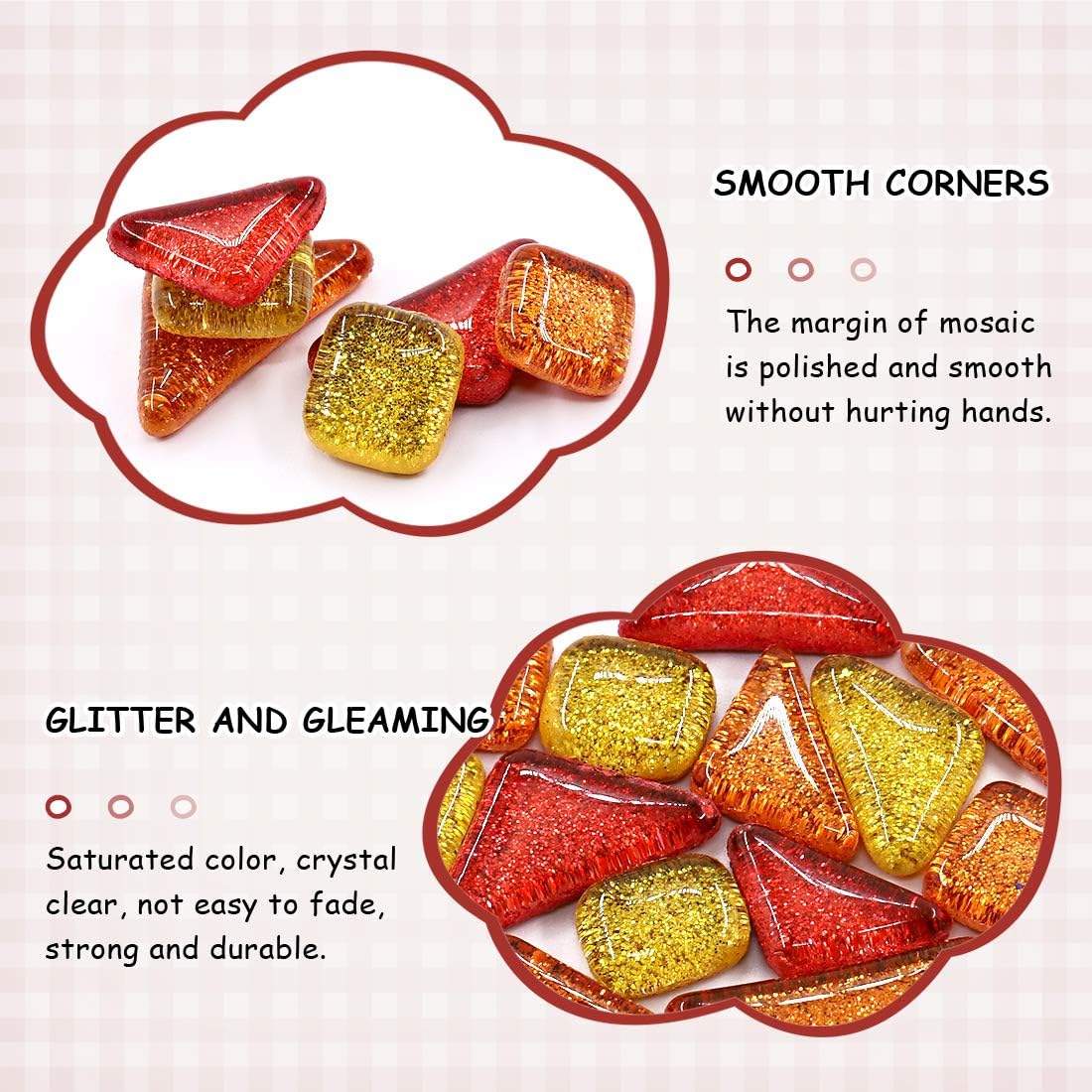 Swpeet 1 Pound Mixed Colors Shine Crystal Series Mosaic Tiles Assortment Kit, Square and Triangle Genuine Mosaic Tiles Glitter Crystal Mosaic Perfect for Home Decoration Crafts - Mosaic Tiles I