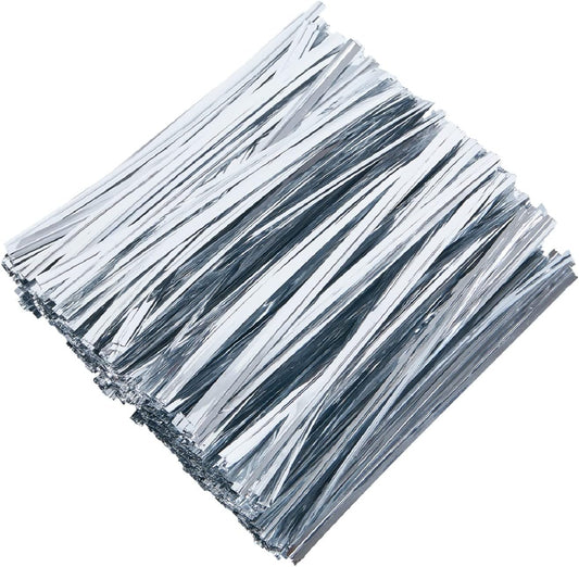 800 Pcs 4" Metallic Twist Ties(Silver) for Bakery Ties, Candy Bags, Coffee Bags, Goodie Bags Ties