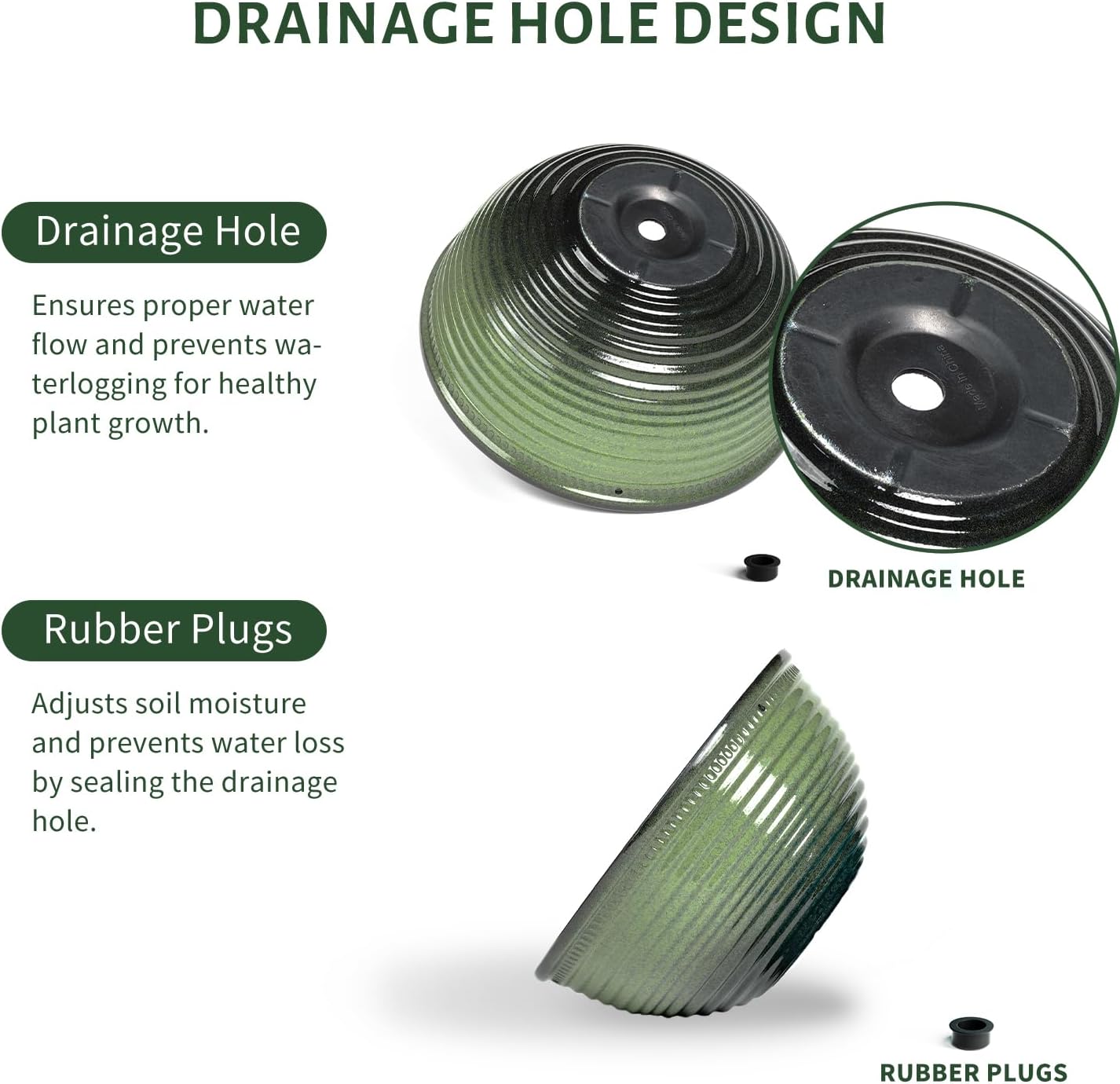 10 Inch Hanging Planter, 2 Pack Hanging Planters for Indoor Outdoor Plants Self Watering Hanging Pots with Drainage Holes for Garden Home (Green)