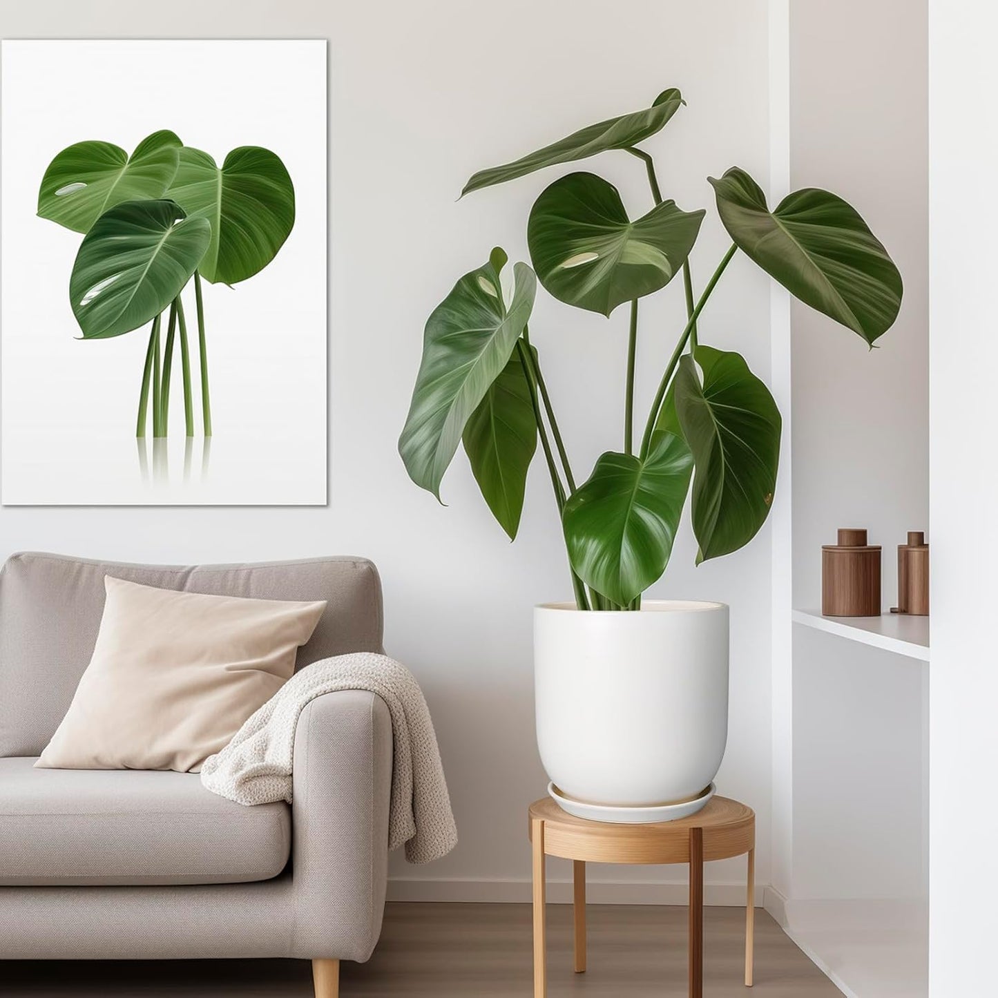 Plant Pot 12 inch - Ceramic Pot for Plants Indoor Outdoor Large Planter Pot with Drainage Hole and Saucer Mid-Century Modern Flower Pot Cylinder White