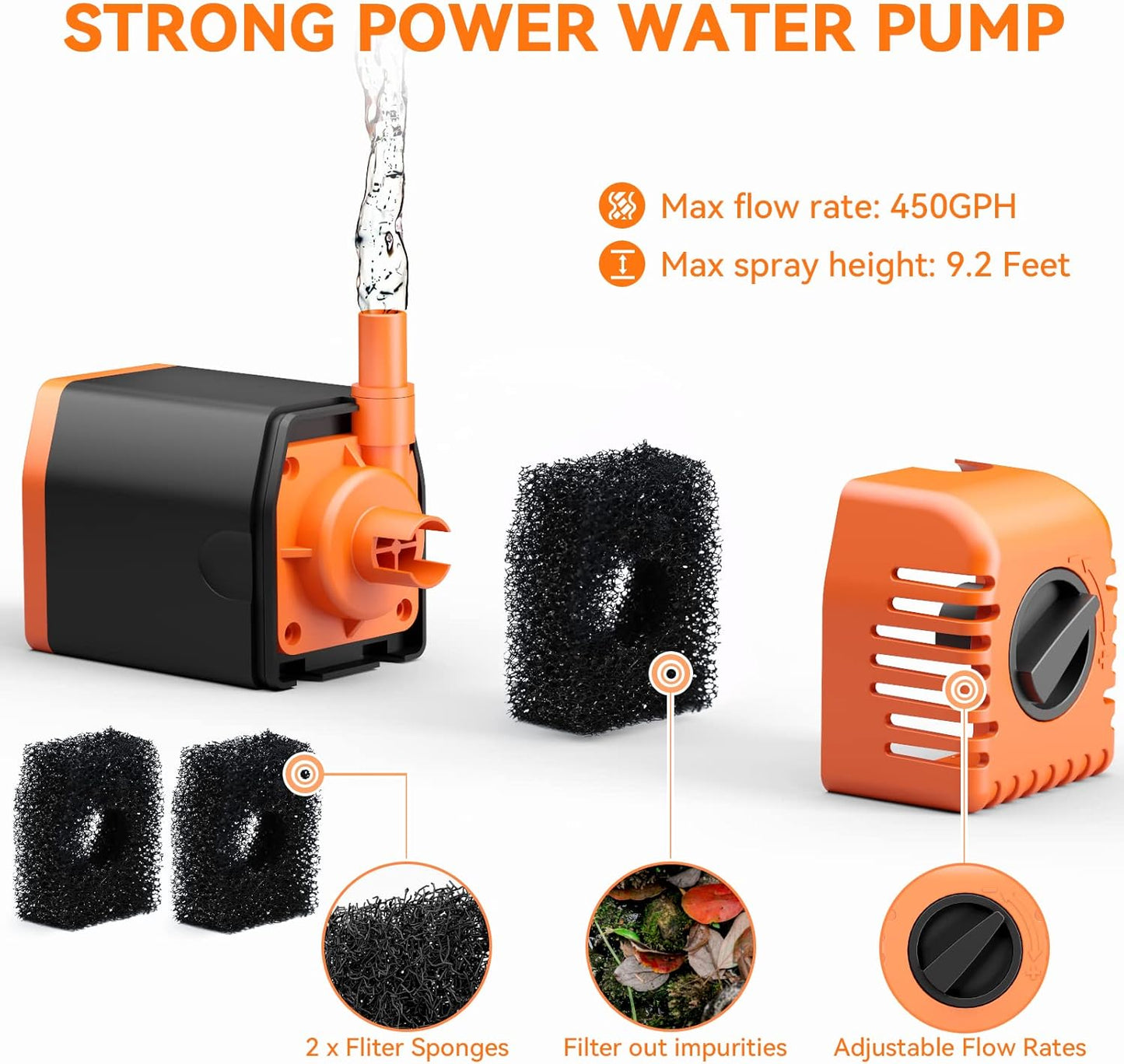 POPOSOAP Solar Water Pump Outdoor, 30 Watt Solar Powered Water Pump with 430GPH Solar Pump, 7 Nozzles, 6.6 Tubing DIY Water Feature for Pond, Fountain, Pool, Fish Tank, Garden, Backyard