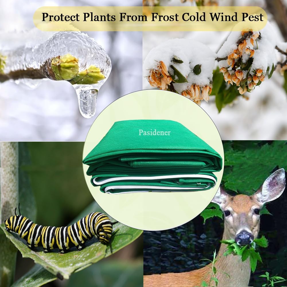 Plant Covers Freeze Protection 2 Packs 75" X55" 2.2oz Tree Covers Frost Plant Covers Freeze Cloth for Outdoor Plants with Zipper Drawstring