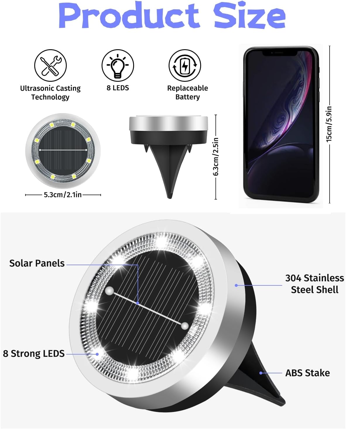 Mini Solar Ground Lights Outdoor 32 Pack Waterproof Upgraded Anti-Rust Solar Flat Garden Lights Stainless Steel Solor Powered Disc Landscape Light for Pathway Walkway Yard Lawn Patio-Cool White