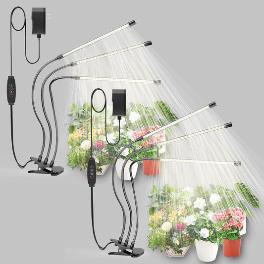 bseah Plant Light Grow Light for Indoor Plants 2 Pack, Full Spectrum Indoor Grow Lamp, 10-Level Dimmable and Auto ON & Off Timer