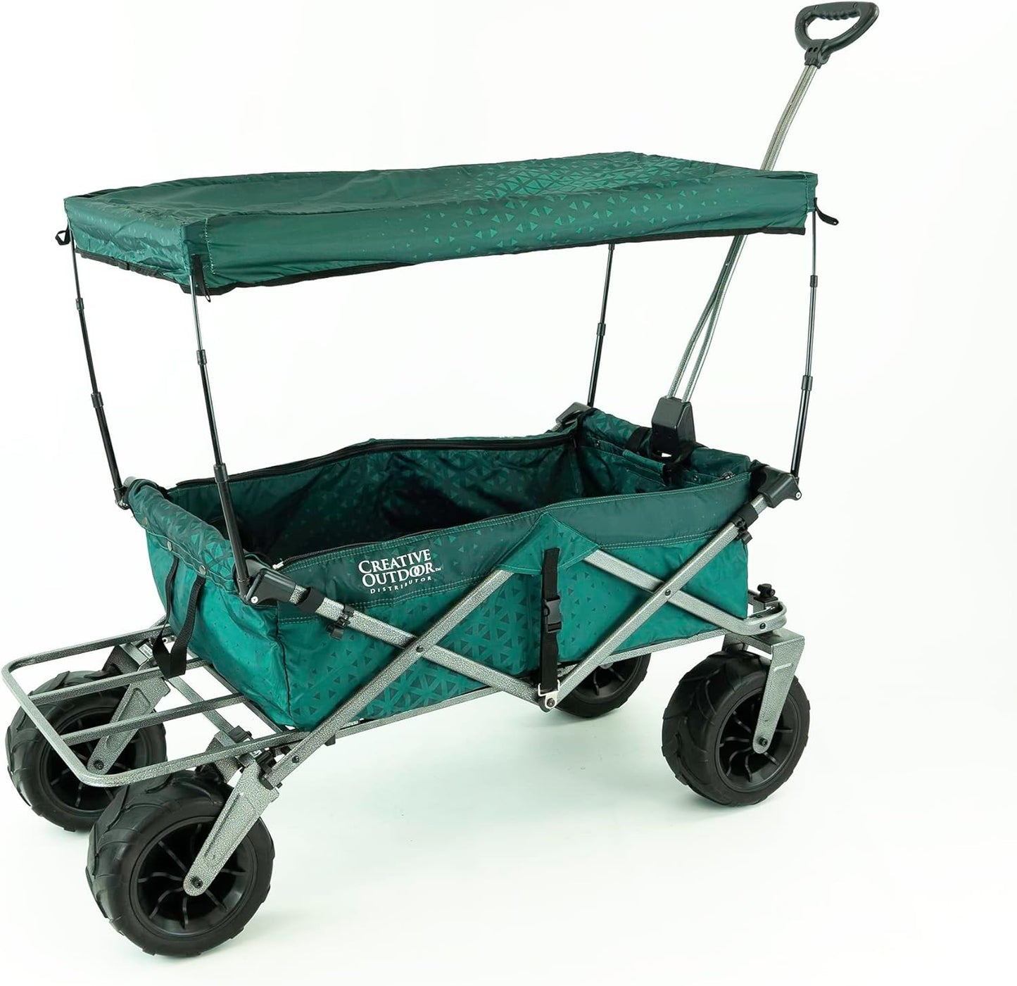 Creative Outdoor Push Pull Stroller Wagon, Beach Hauler XXL with Canopy, Collapsible and Portable Heavy Duty Folding Cart, Supports up to 200lbs Weight Capacity, Giant 10" Wheels