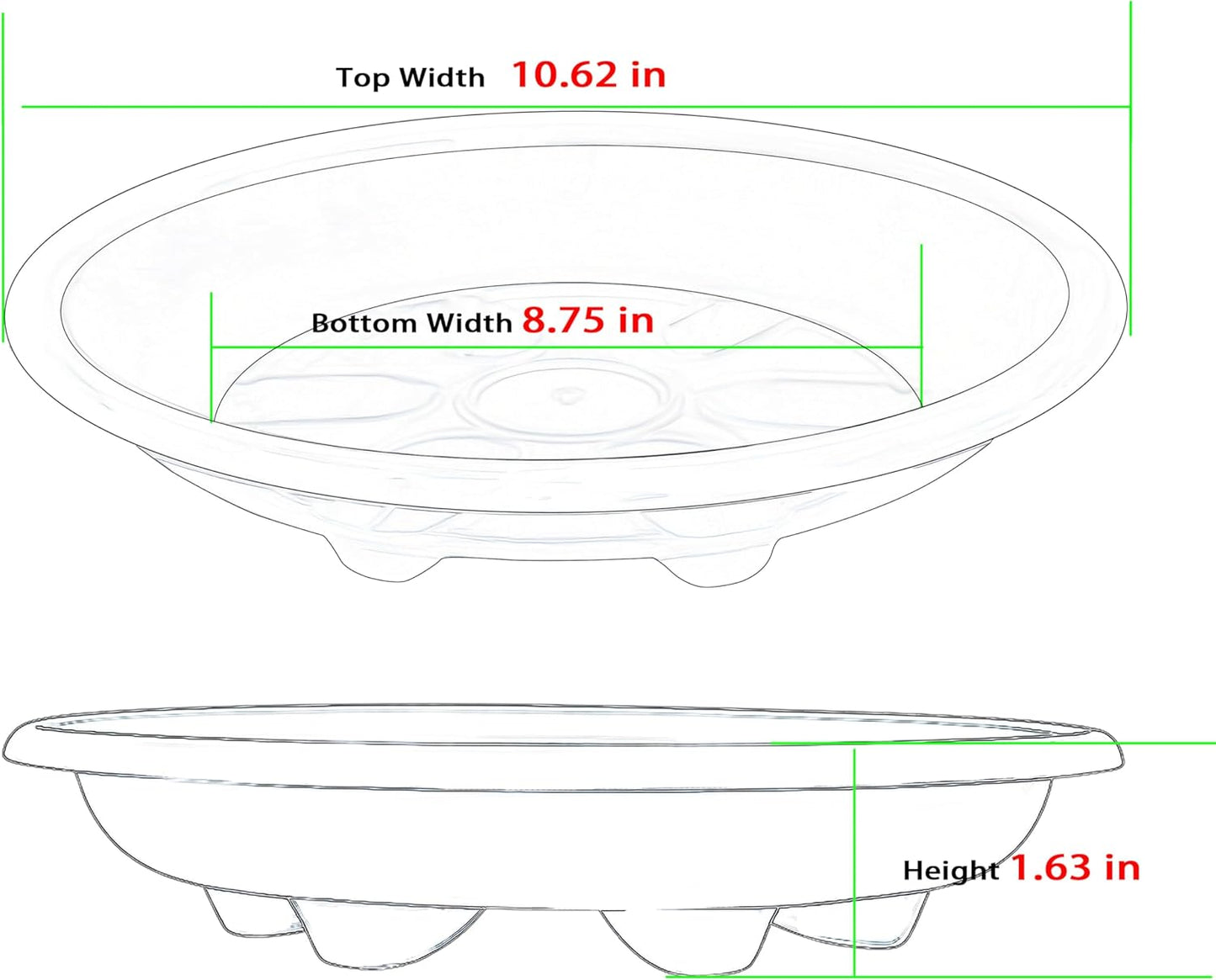 6 Pack of Plant Saucer 10 inch, Heavy Duty Clear Plastic Plant Trays, Plant Pot Saucers, Plant Water Tray for Planters