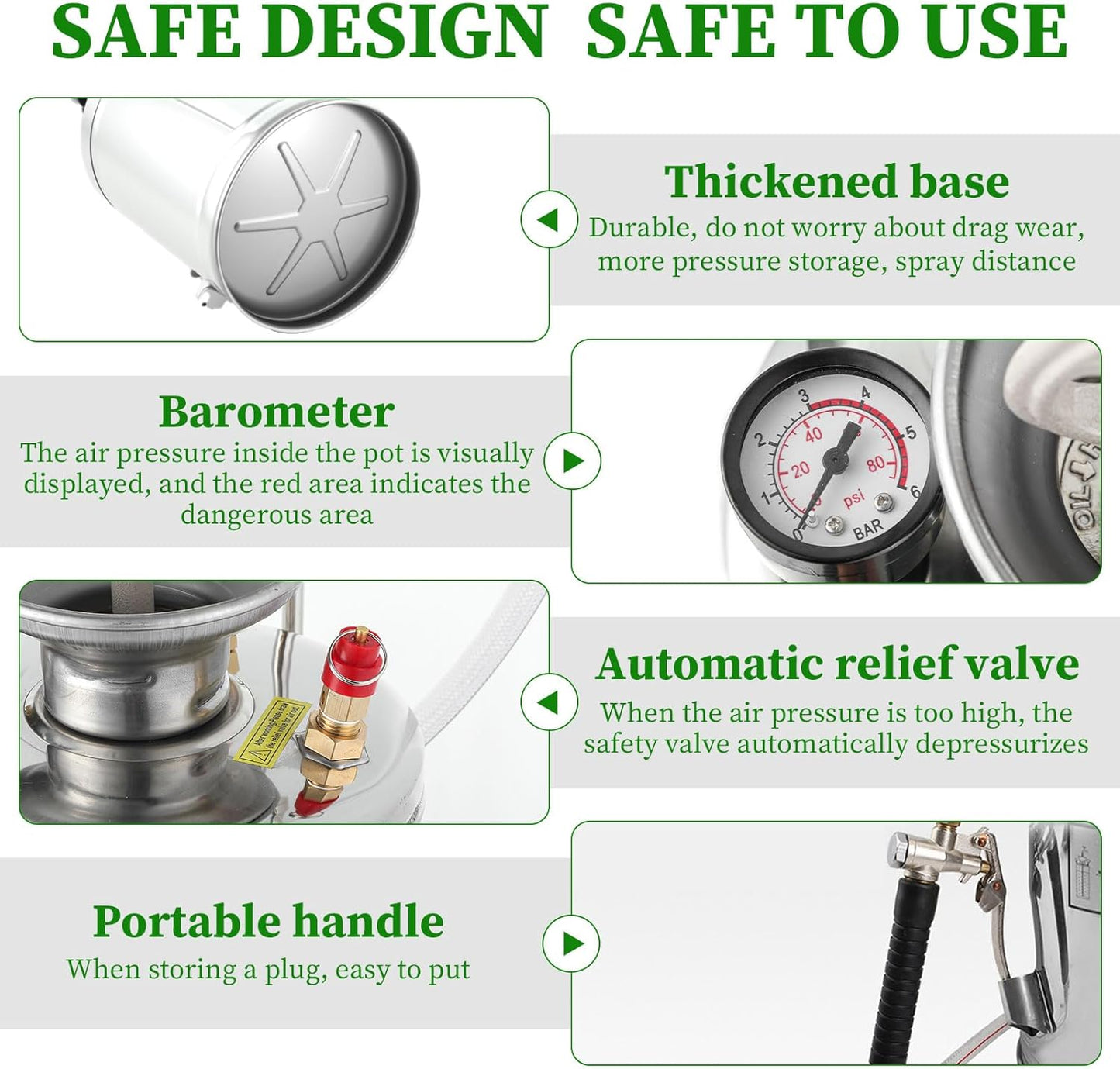 3.5 Gallon Stainless Steel Sprayer, Hand Metal Pump Up Sprayer Reinforced Hose with Pressure Gauge, Safety Valve & Adjustable Nozzle, Garden Weed Sprayers for Lawn, Gardening, Sanitizing