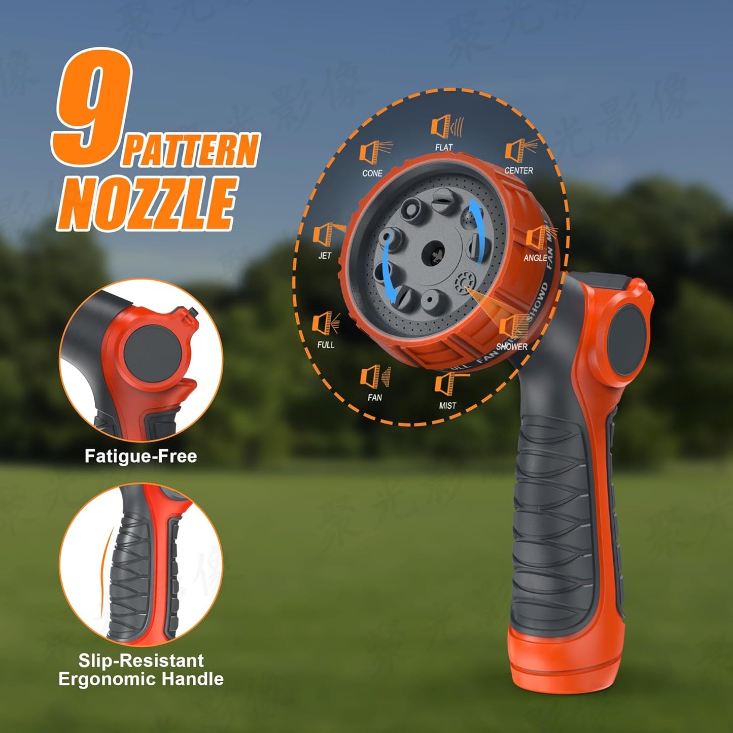 NEOTEC Retractable Garden Hose Reel 5/8 inch x 90ft - Wall Mounted Heavy Duty Hose Reel with 3/4 Inch Brass Fittings & 9-Pattern Nozzle - Auto Rewind System, Any Length Lock, 180° Swivel Bracket