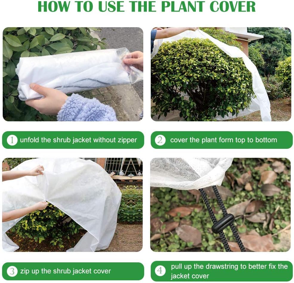 Agfabric Plant Covers Sun Protection with Zipper 1.5oz 84''x84''Shrub Cover Winter Tree Jacket for Freeze Frost Protection & Season Extension