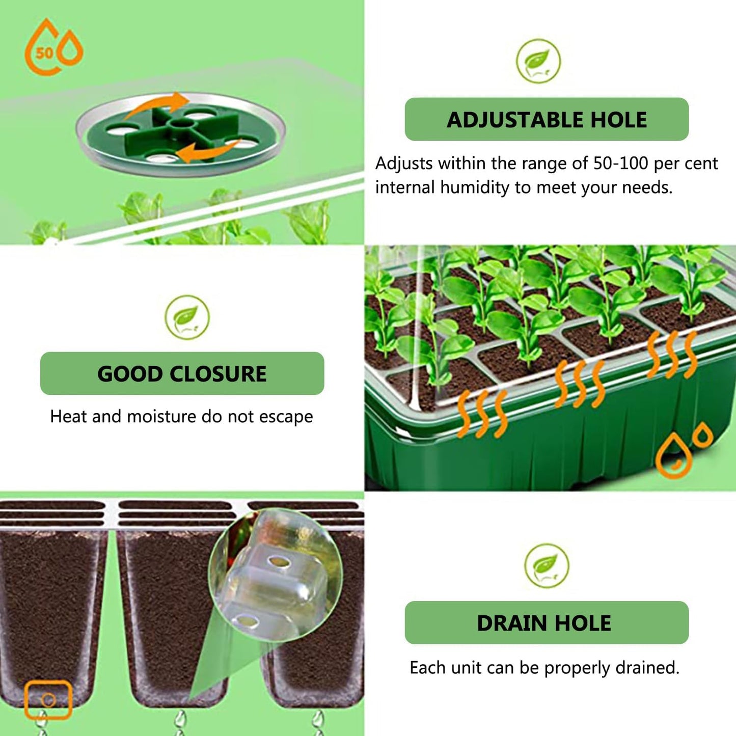 6-Pack Seed Starter Tray Kit with Grow Light, Adjustable Brightness & Timing Controller, Seedling Trays with Humidity Domes & Heightened Lids, Thicken Design, Ideal for Indoor Plant Growth