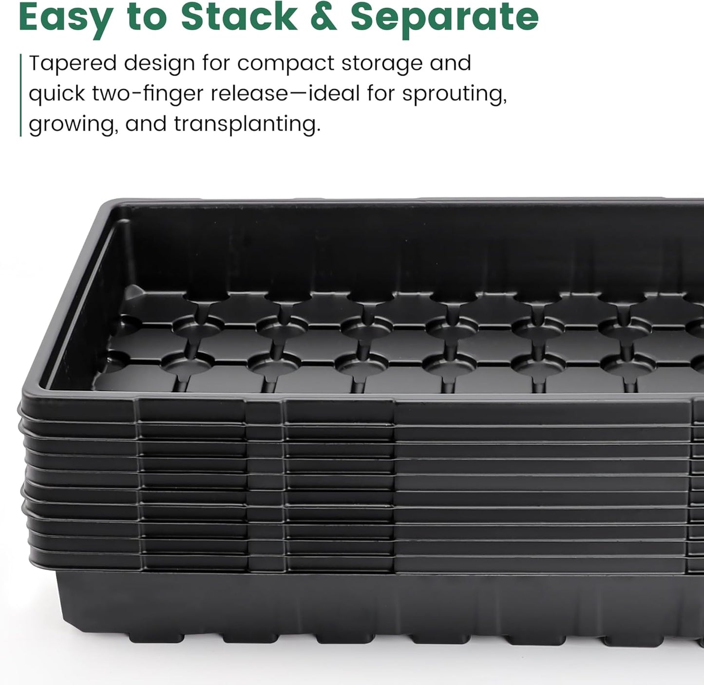 MIXC 10 Pack 1020 Seed Starter Trays, Extra Thick Heavy Duty Trays - No Holes, No Leak, Reusable Propagation Flats for Microgreens, Seedlings, Plant Germination, Fodder and Transplant