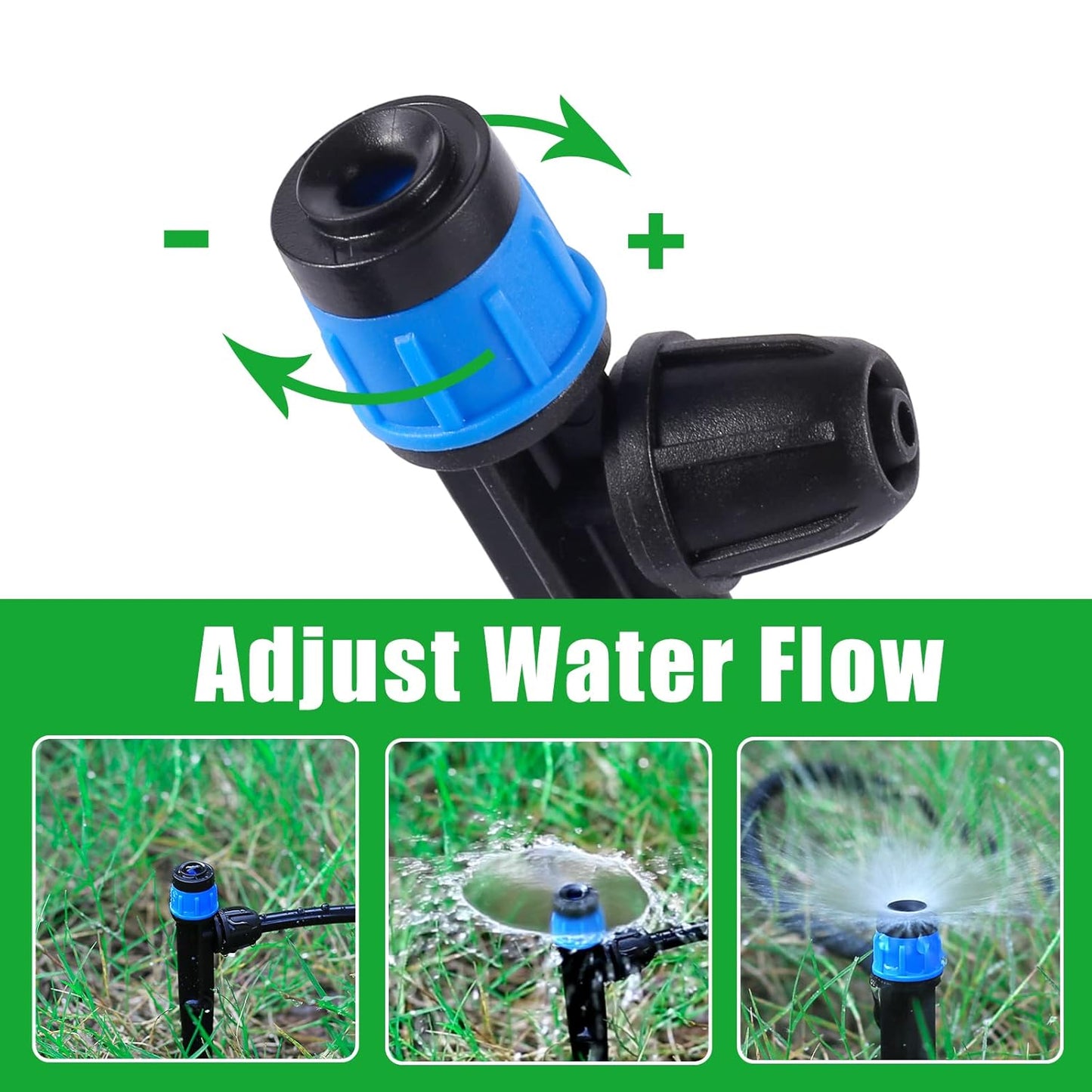 Drip Irrigation Emitters with Adjustable 360 Degree Water Flow Drippers Sprayer for 1/4 inch Tubing, Garden Drippers Sprayer Perfect for House Garden Watering System. (25pcs-Blue 360 Degree Sprayer)