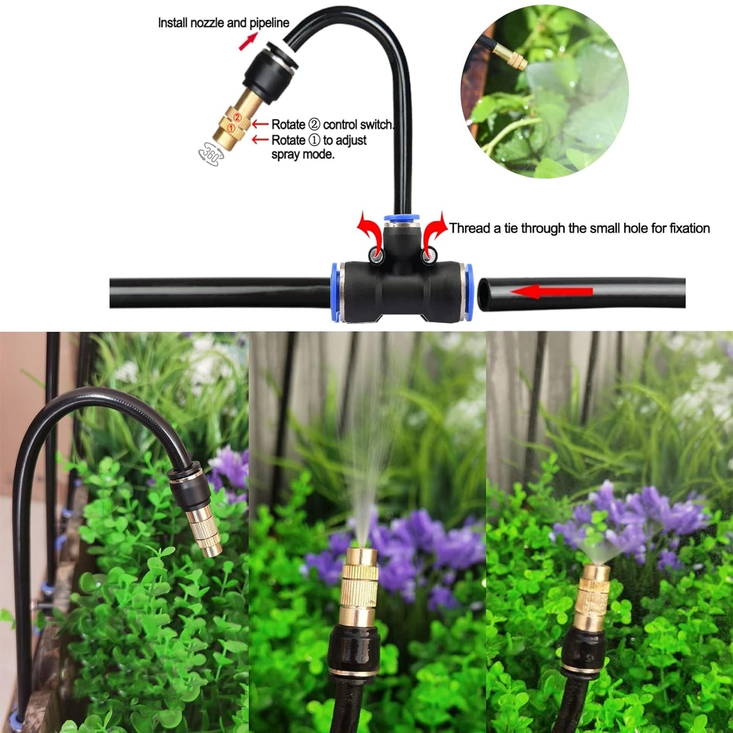 New Quick Connector Drip Irrigation Kits,Automatic Irrigation System With Replaceable 360-degree Bending Dropper,atomizing Copper Nozzle For Watering System For Garden Plant Lawn Patio.(Copper Nozzle)