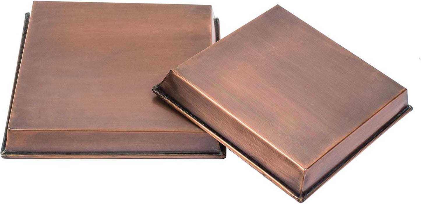 H Potter Patio Deck Indoor Outdoor Garden Flower Planter Set of 2 Antique Copper with Tray