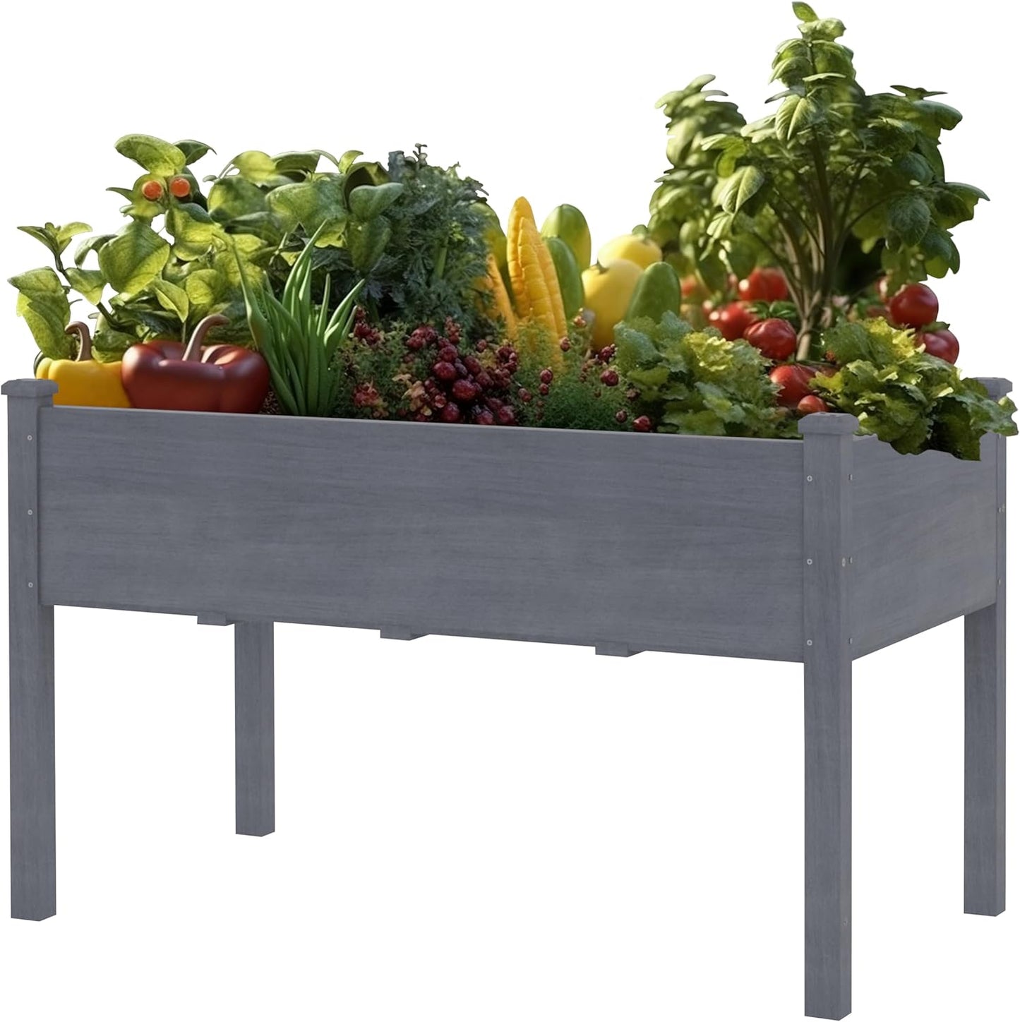 MUPATER 4x2FT Raised Garden Bed,Raised Garden Bed with Four Legs, Elevated Planter Box with Drainage Holes for Herbs, Flowers and Vegetables for Garden, Greenhous and Farm, Gray