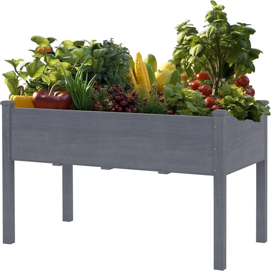 MUPATER 4x2FT Raised Garden Bed,Raised Garden Bed with Four Legs, Elevated Planter Box with Drainage Holes for Herbs, Flowers and Vegetables for Garden, Greenhous and Farm, Gray