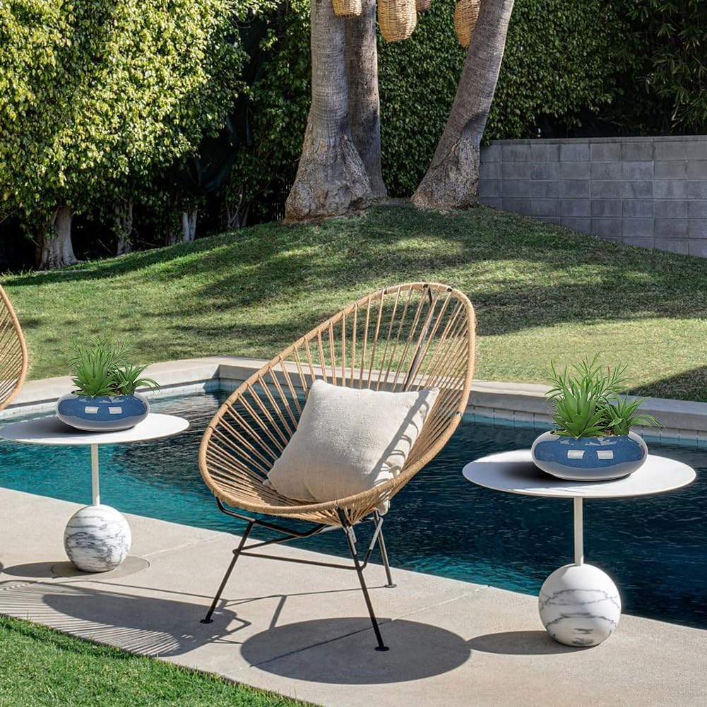 Hollyone Large Artificial Succulents Plants with Blue Vase Faux Succulents Fake Succulent Potted Plant in Ceramic Pot for Home Decor Office Desk Bathroom Living Room Indoor & Outdoor Decorations