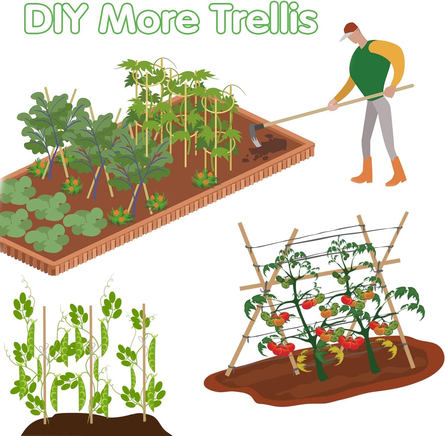 Bamboo Stakes,4.8FT Natural Bamboo Garden Stakes,BOVITRO 20Pcs Plant Stakes,Bamboo Sticks for Tomato,Beans,Vegetable and Climbing Plants