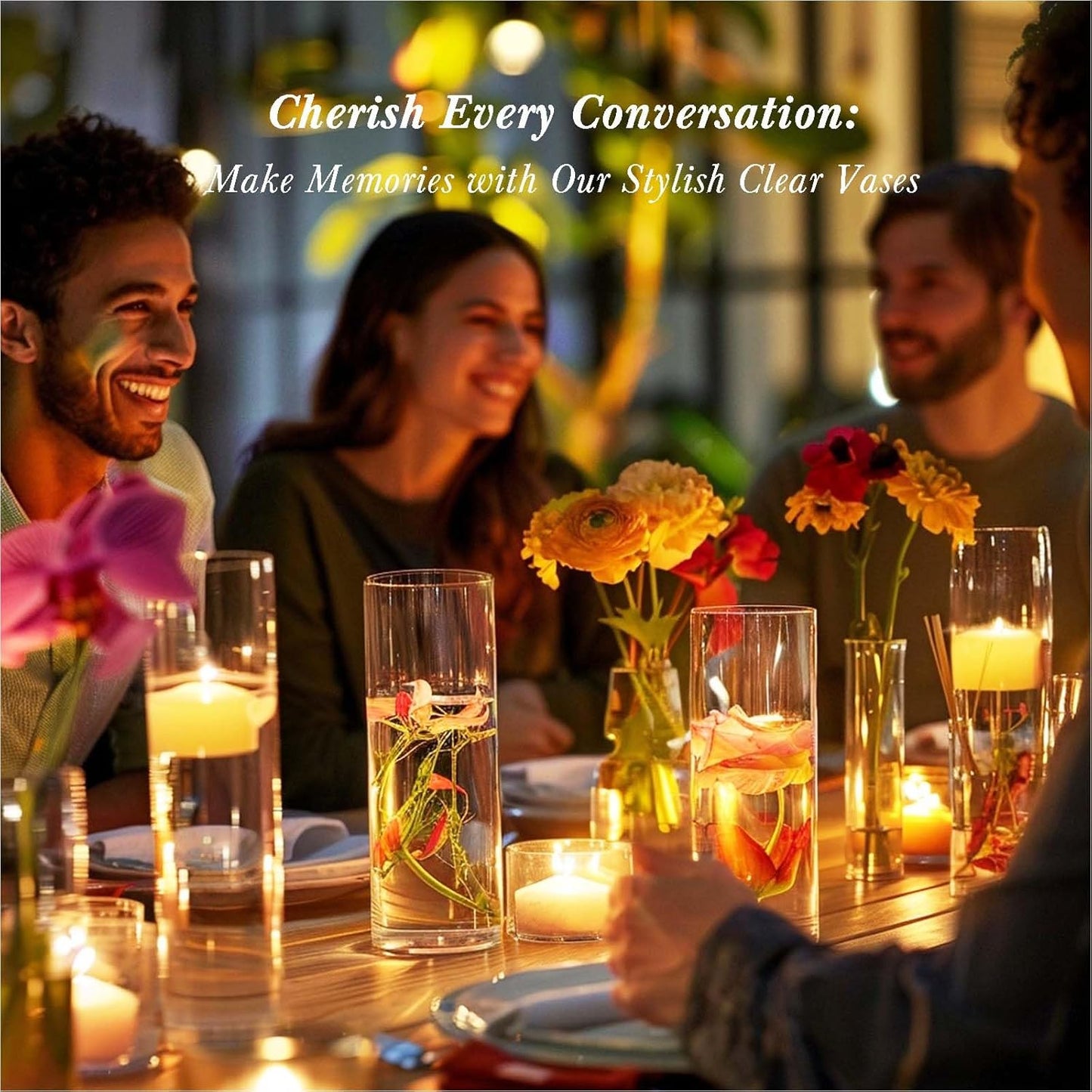 18pcs Glass Vase Cylinder Vases for Centerpieces Small Flower Glass Clear Vases Home Decor Centerpiece Table Flower Vase Decorations for Office Beautification＆Holiday 7.5 Inch Tall