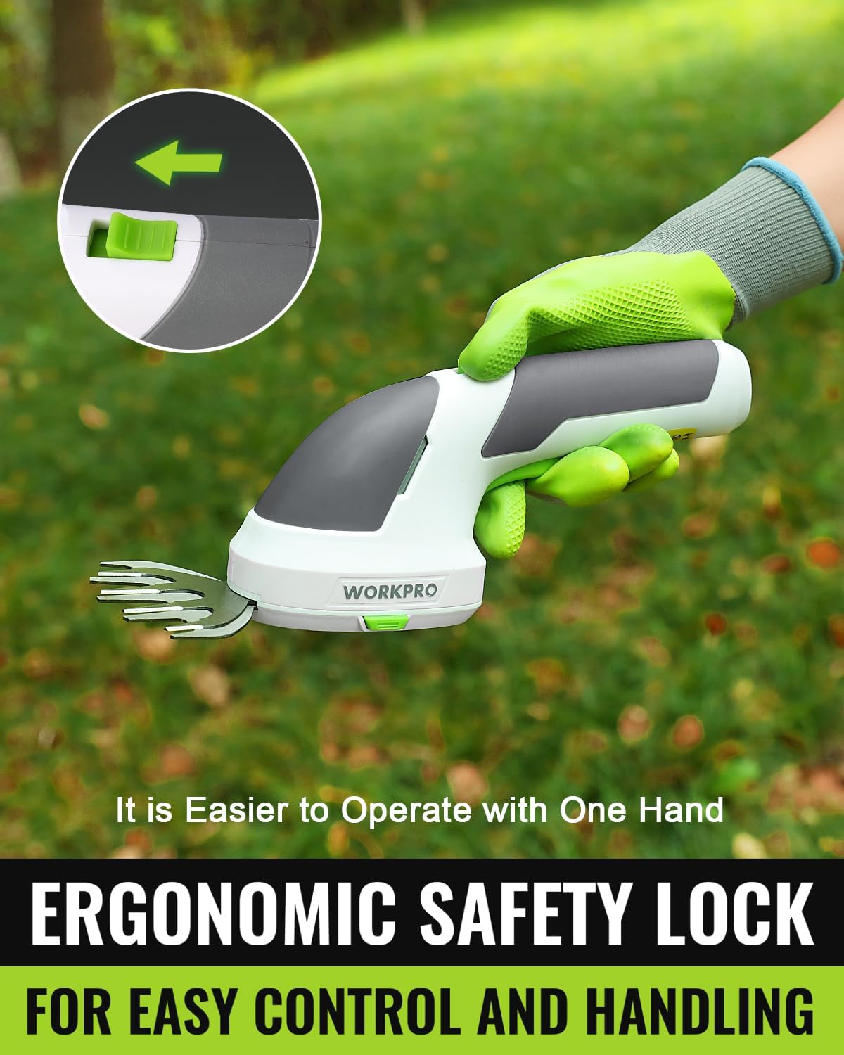 WORKPRO Cordless Grass Shear & Shrubbery Trimmer - 2 in 1 Handheld Hedge Trimmer 7.2V Electric Grass Trimmer Hedge Shears/Grass Cutter Rechargeable Lithium-Ion Battery and Type-C Cable Included
