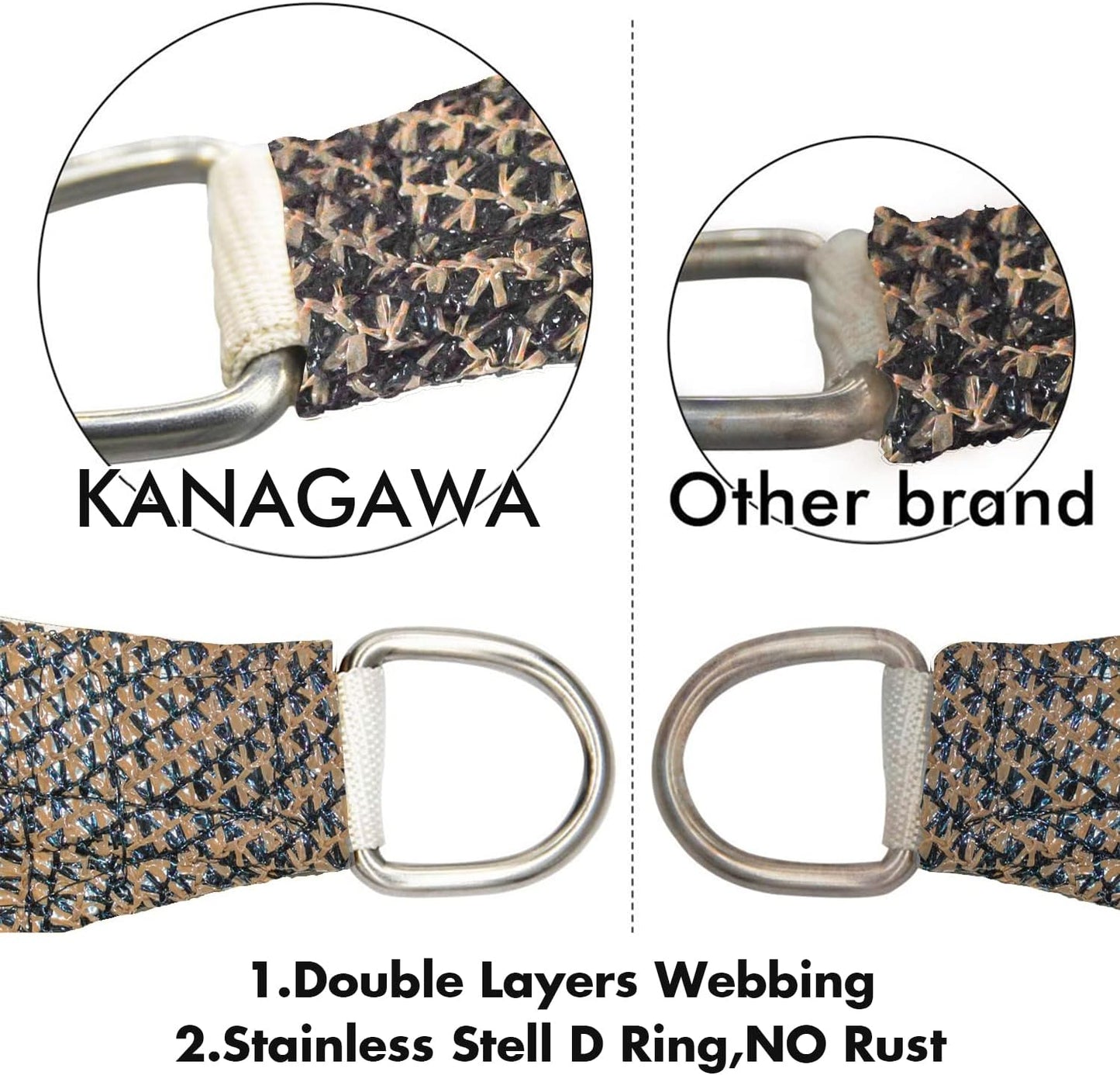 KANAGAWA Sun Shade Sail 10'x13' Brown Rectangle UV Block Canopy Awning Shelter Fabric Cloth Screen for Outdoor Patio Garden Backyard