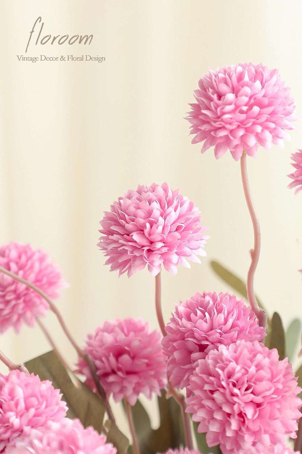 Floroom 5pcs Fuchsia Pink Faux Silk Mums Artificial Flowers, Bulk Fake Small Mini Chrysanthemums with Stems for DIY Wedding Centerpieces Floral Arrangements Vase Fillers Home Decorations