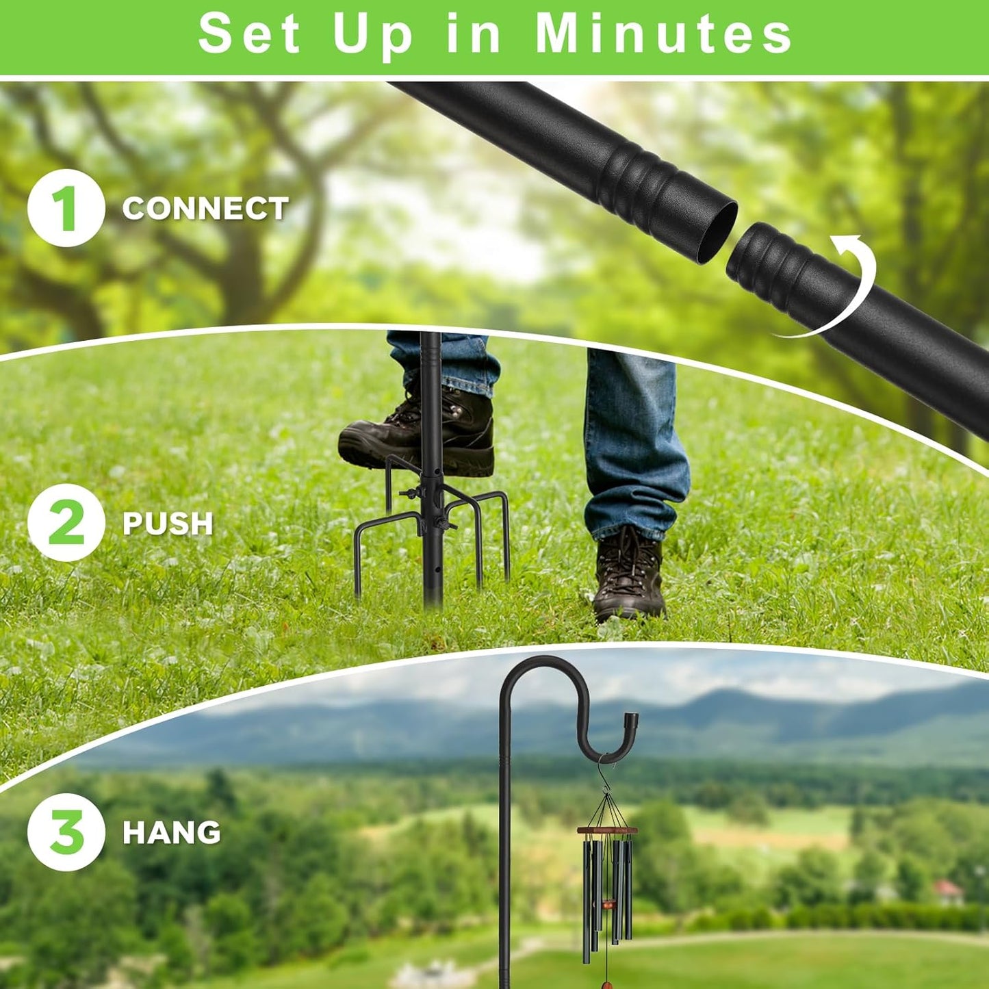 Bird Feeder Pole, 62" Shepherds Hooks for Outdoor, Hummingbird Feeders Stand Heavy Duty with Stable 5-Prong Base, Hanging Plant Shepherd Hook Hanger Stick for Outside Garden Yard Wedding