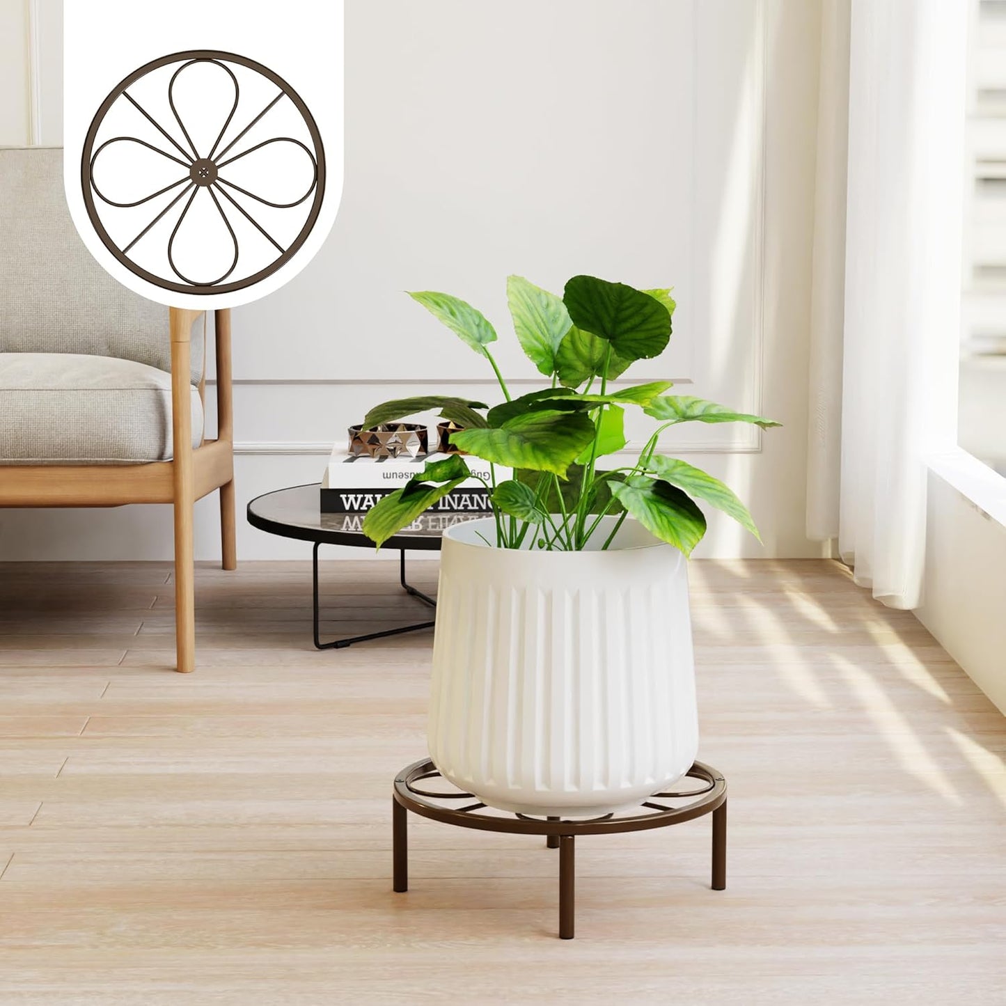 Brown Plant Stand Plant Holder - 10.24'' Short Plant Riser for Garden Courtyard, Heavy Duty Flower Stand for Multiple Plant Indoor or Outdoor.