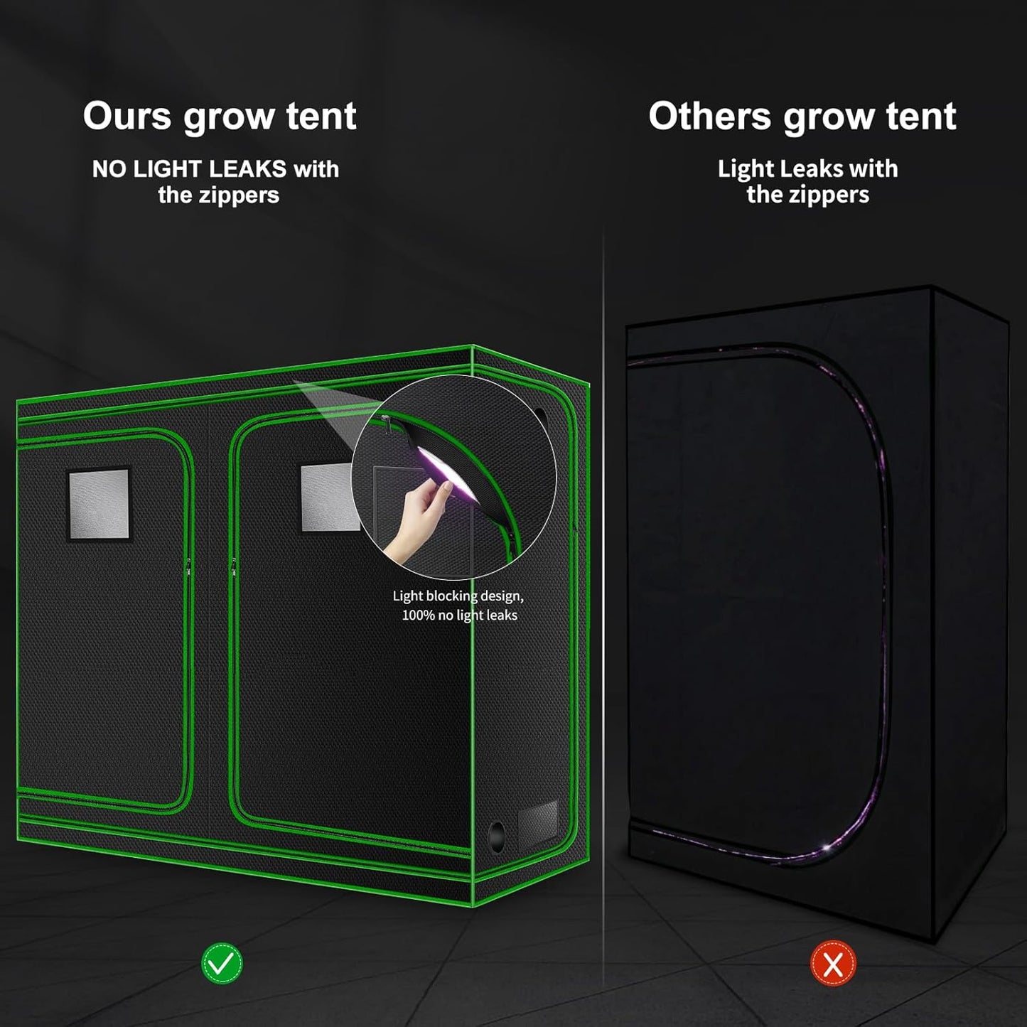 MELONFARM 4x8 Grow Tent, 96"x48"x80" High Reflective 600D Diamond Mylar Canvas with Observation Window and Floor Tray for Hydroponic Indoor Plant Growing