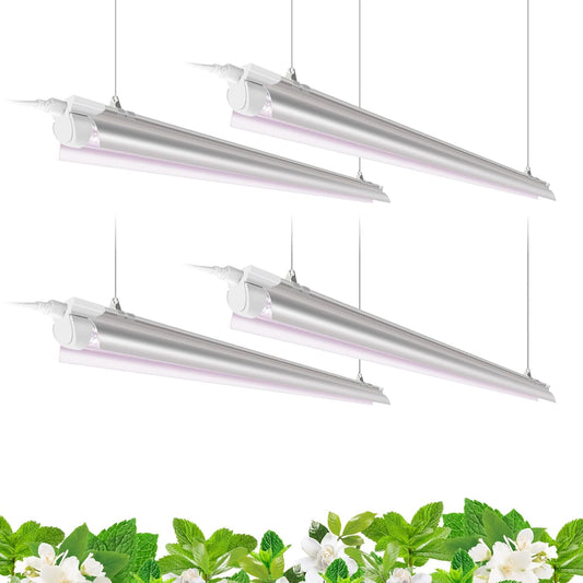 Barrina T8 LED Grow Light 4FT,168W(4 x 42W), 1000W Equivalent, Full Spectrum, V-Shape with Reflector Combo, Grow Lights for Indoor Plants, Greenhouse, 4-Pack