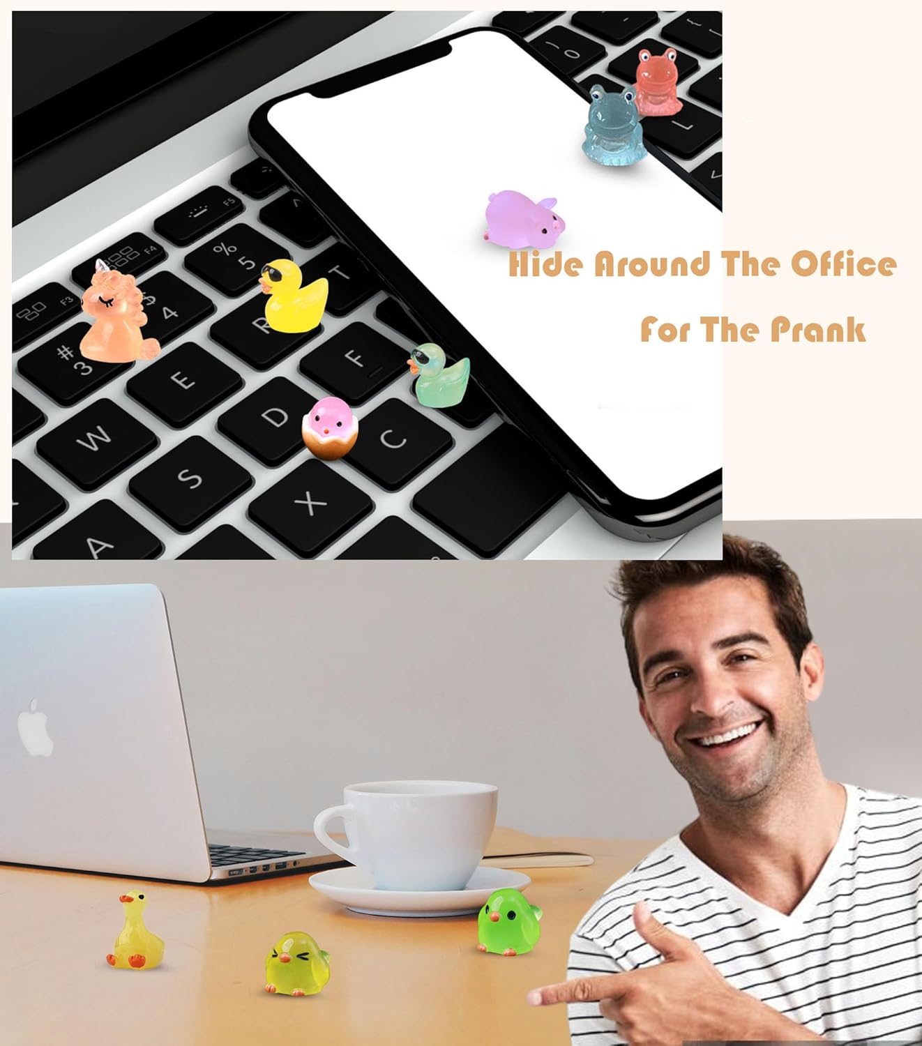 50 Pcs Luminous Mini Resin Animals, Glow in The Dark Tiny Ducks, Frogs, Birds, Cute Dollhouse Miniatures for Crafts, Fairy Garden and Home Décor