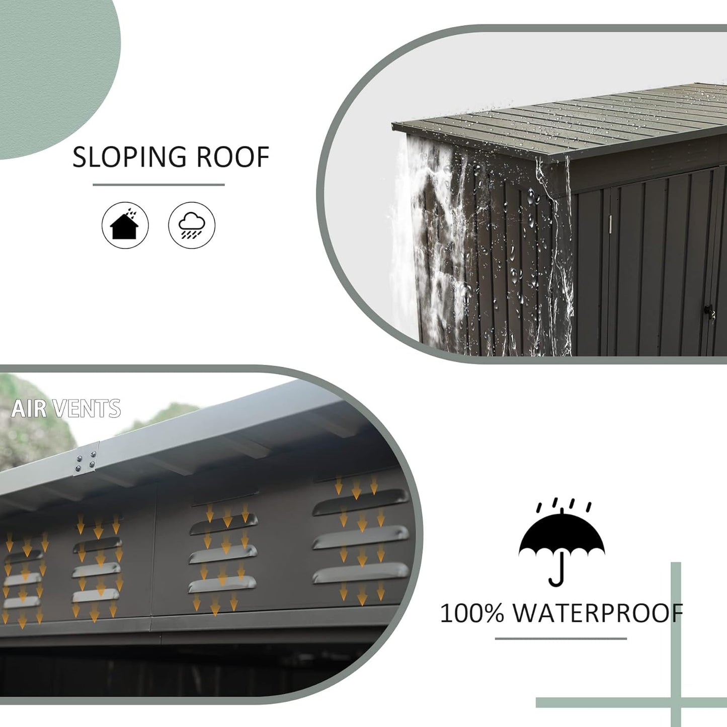 Domi Outdoor 5’ x 3’ Storage Shed, Metal Sheds Tool Storage Slope Roof with Lockable Door & Air Vents, Outdoor Galvanized Steel Sheds for Backyard,Garden,Patio,Lawn