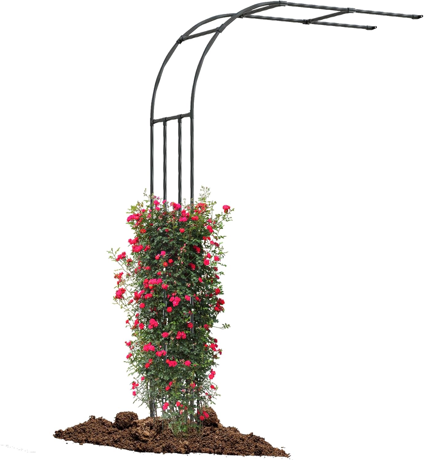 Twira Half Side Garden Arch Trellis, 7.9FT Metal Garden Arbor Trellis for Climbing Plants Outdoor, Black Half Arch Wedding, Garden Archway Arbors and Trellises Decoration for Lawn, Patio, Backyard