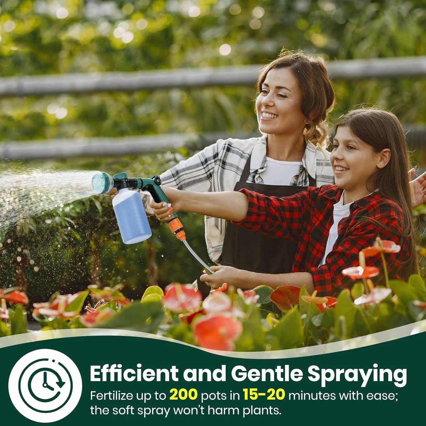 VENETIO 8-Dial Hose End Sprayer for Liquid Fertilizer/Soap | Precision Lawn, Yard & Garden Feeder with 16oz Bottle for Uniform Fertilizing and Watering Plants | Car, Dog Wash Hose Attachment Nozzle