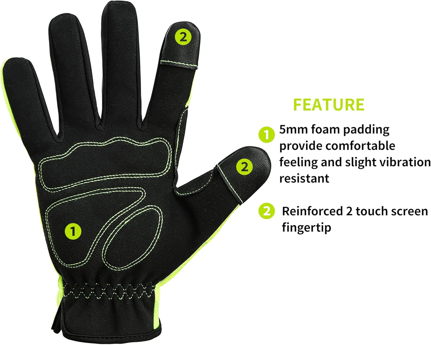 DULFINE High Performance Work Gloves For Men(3 Pairs Pack),Hi-Vis Yellow Color,High Dexterity Touch Screen For Multipurpose,Excellent Grip (Medium)