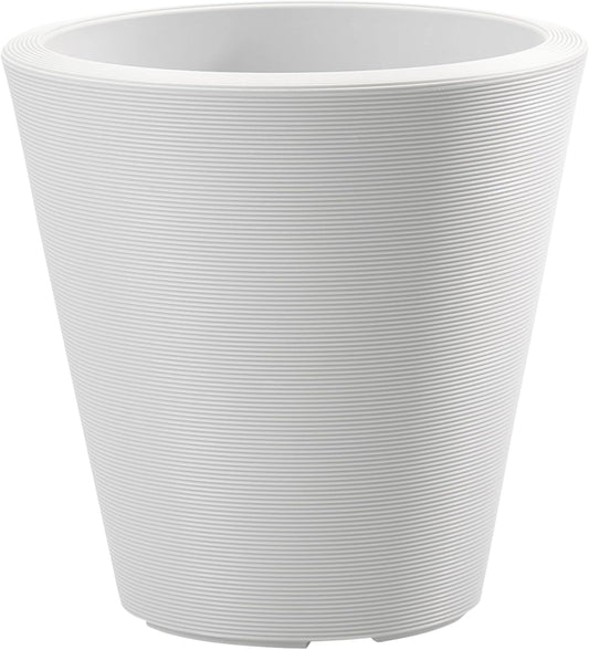 Crescent Garden Madison Planter– Weather-Resistant, Double Walled Indoor/Outdoor Plant Pot with Drain Hole – Durable All-Season Flower Container, 16" W (Cloud White)